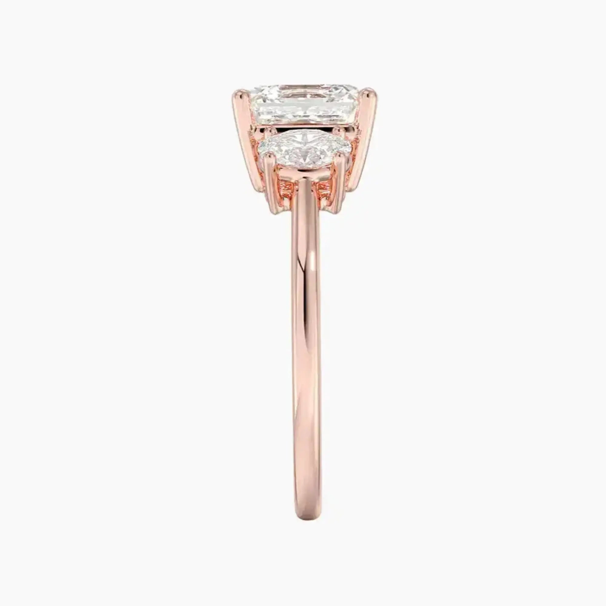 Liora Asscher Three Stone 3 Carat Lab Grown Diamond Engagement Ring in 18K White Gold