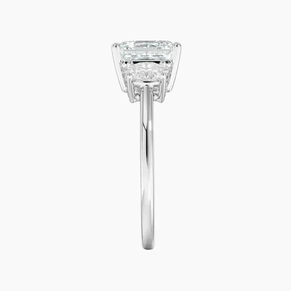 Liora Asscher Three Stone 1.5 Carat Lab Grown Diamond Engagement Ring in 14K White Gold