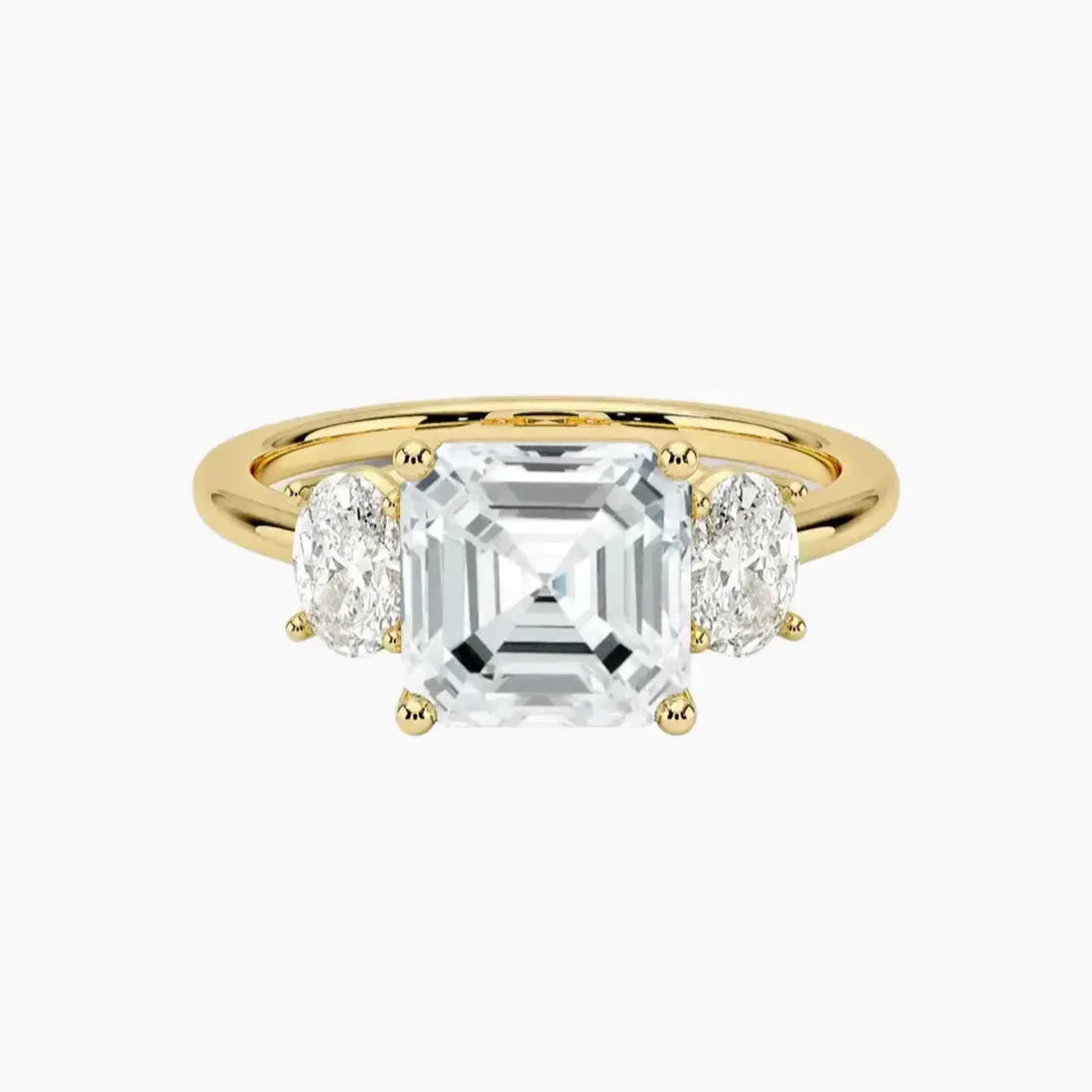 Liora Asscher Three Stone Diamond Ring Setting in 14K Rose Gold