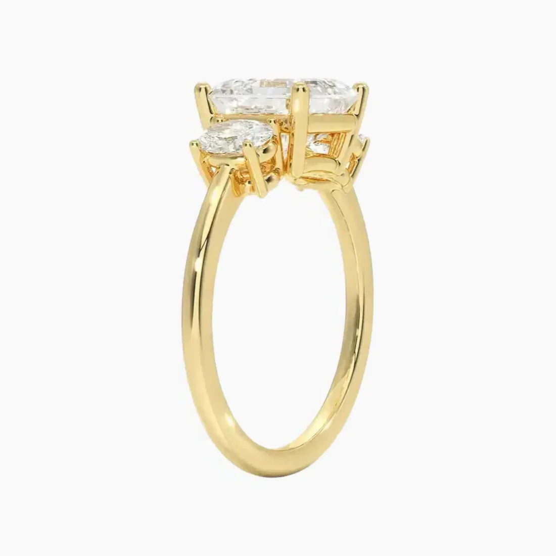 Liora Asscher Three Stone 3 Carat Lab Grown Diamond Engagement Ring in 14K White Gold