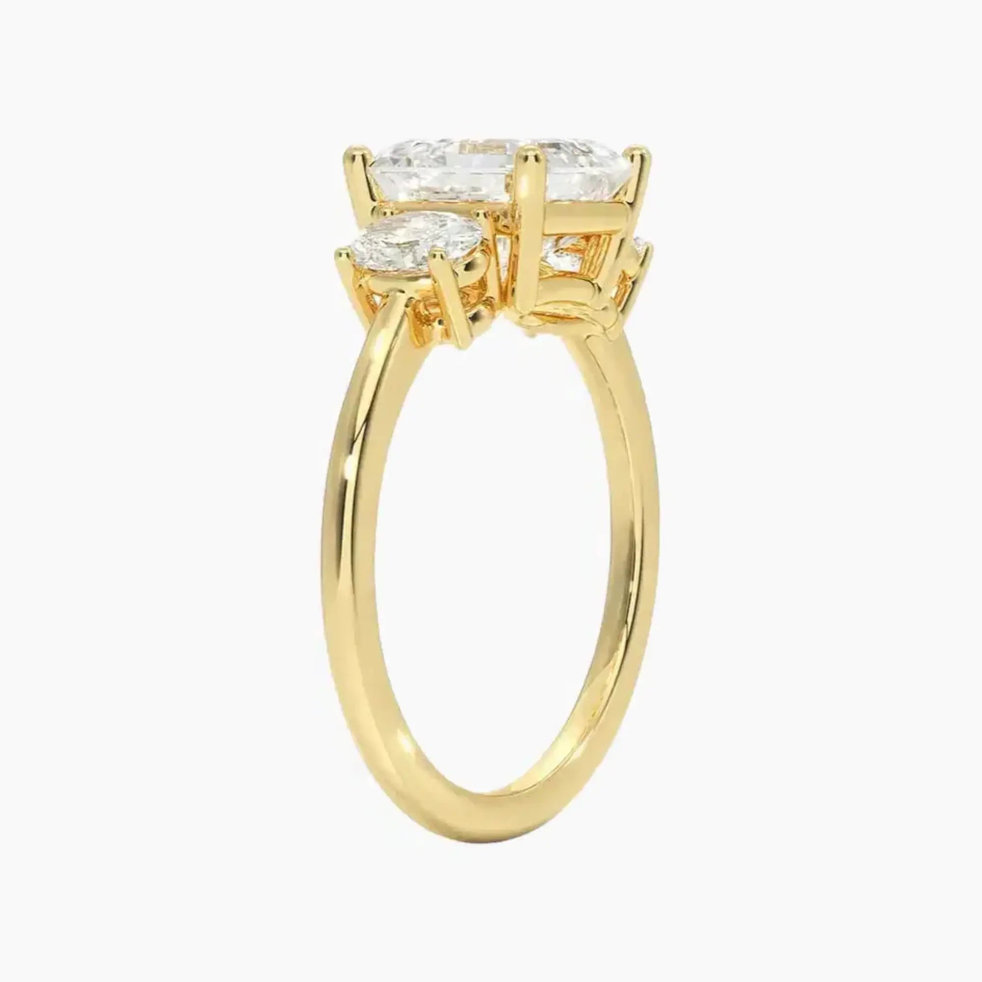 Liora Asscher Three Stone 2.5 Carat Lab Grown Diamond Engagement Ring in 14K Rose Gold