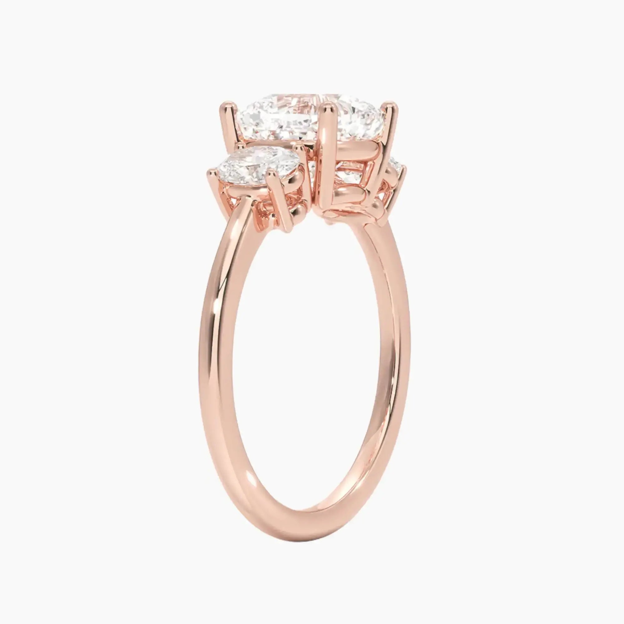 Liora Cushion Three Stone 1 Carat Lab Grown Diamond Engagement Ring in 14K Yellow Gold