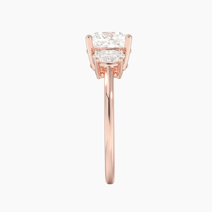 Liora Cushion Three Stone 2 Carat Lab Grown Diamond Engagement Ring in 18K White Gold