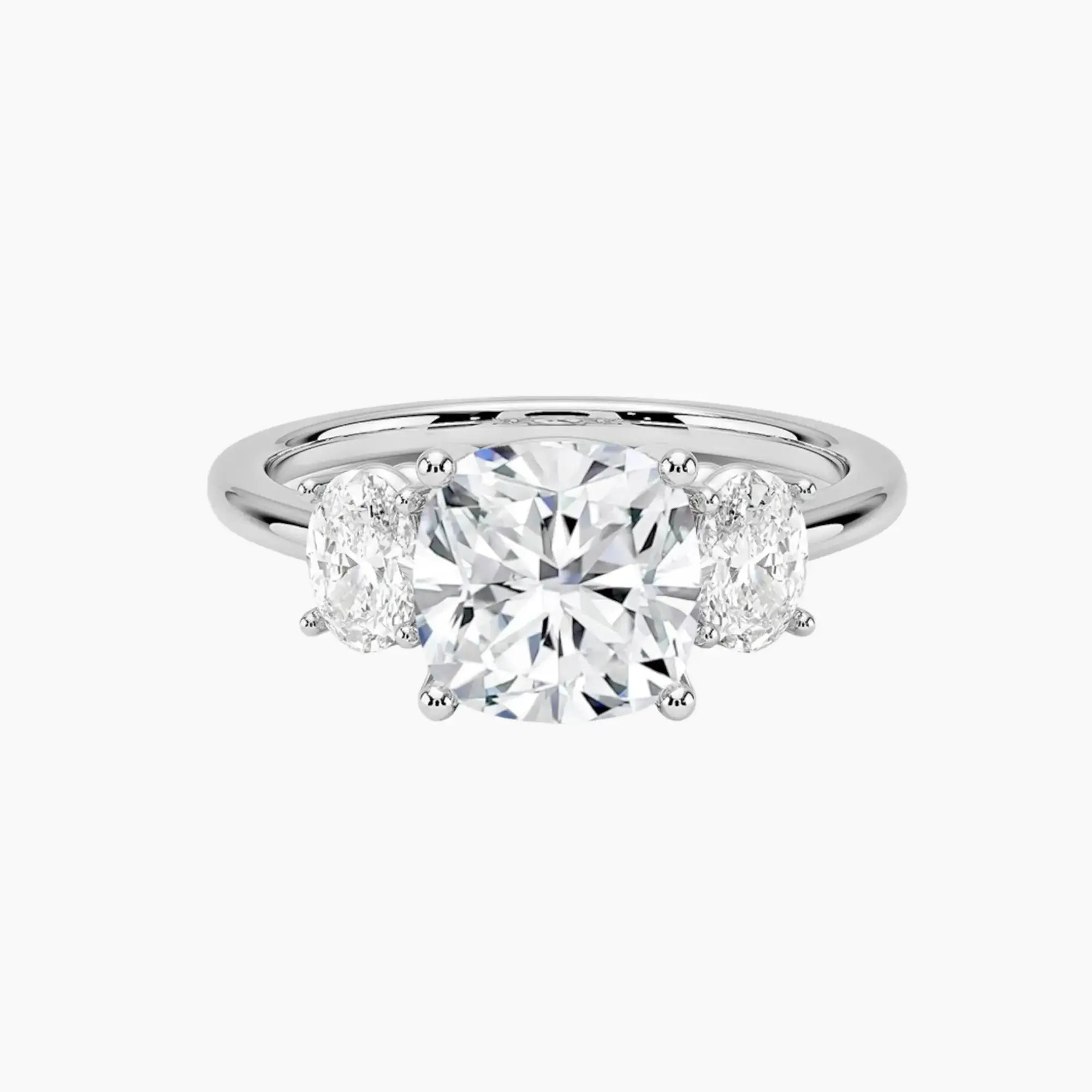 Liora Cushion Three Stone Diamond Ring Setting in 14K Yellow Gold