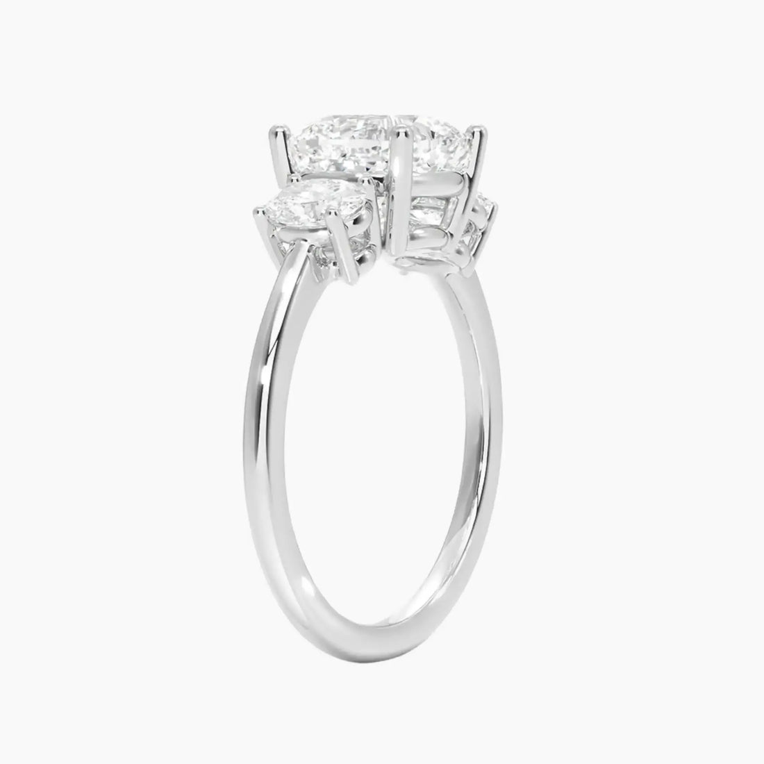 Liora Cushion Three Stone Diamond Ring Setting in 18K Yellow Gold