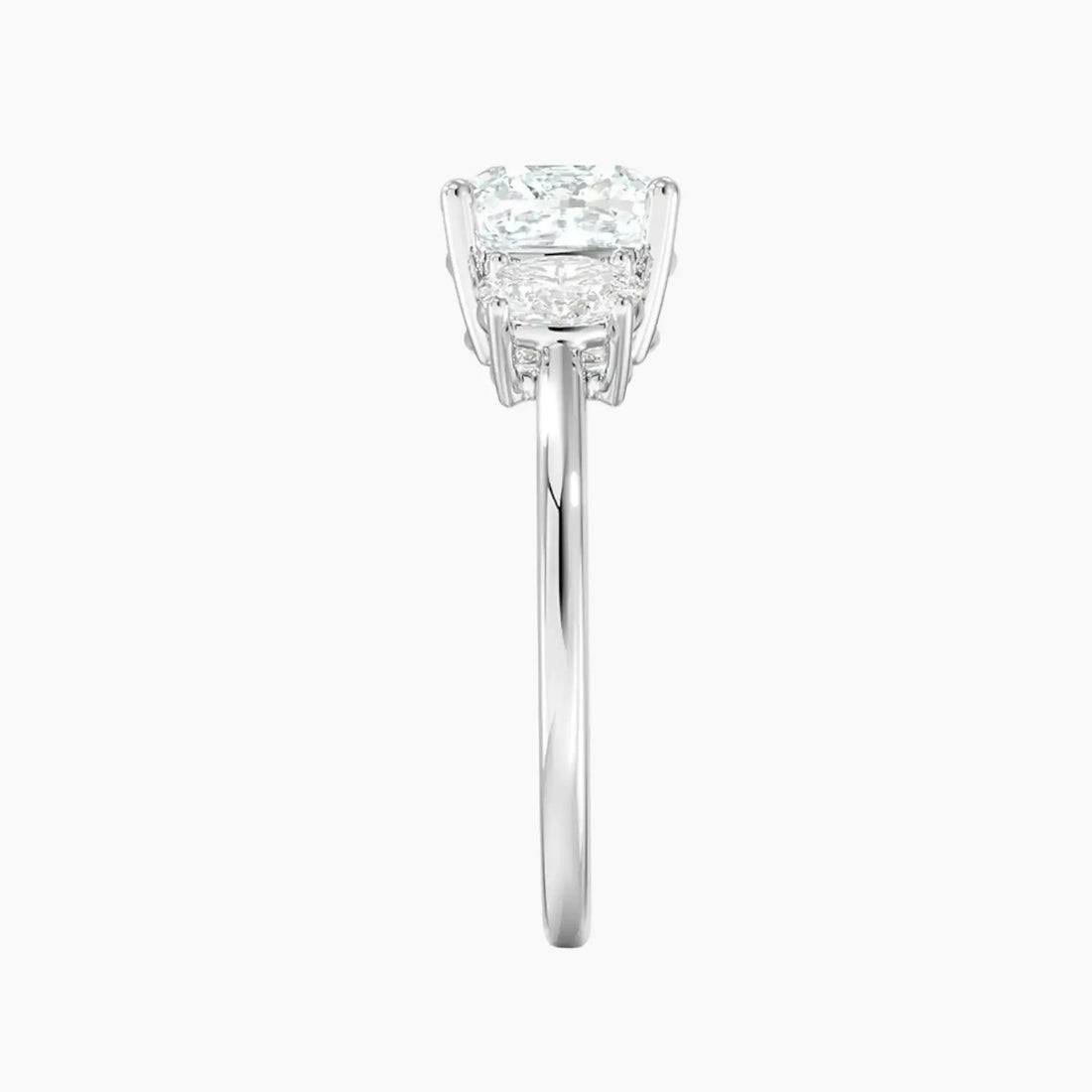 Liora Cushion Three Stone Diamond Ring Setting in 18K White Gold