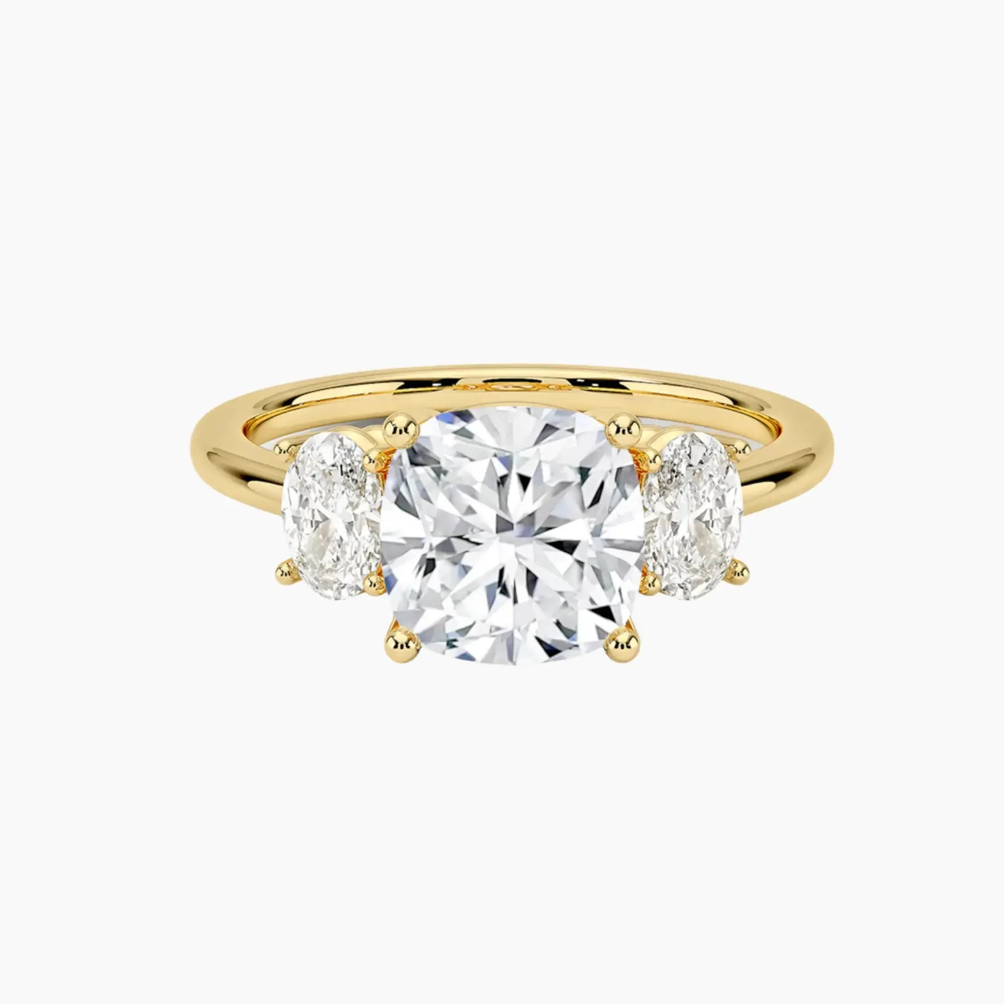 Liora Cushion Three Stone 1 Carat Lab Grown Diamond Engagement Ring in 14K Rose Gold