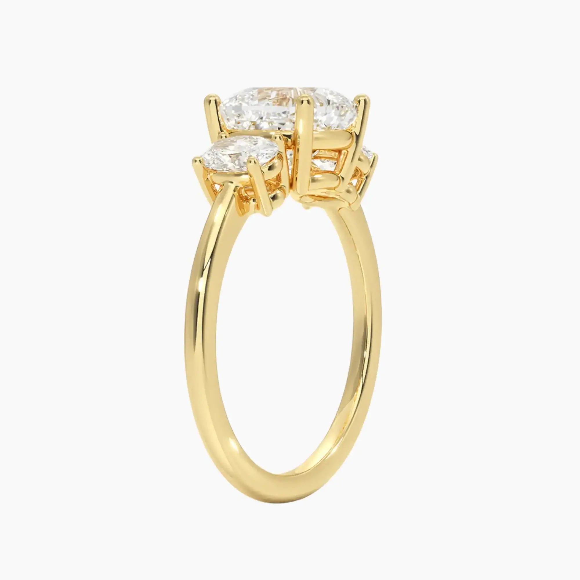 Liora Cushion Three Stone Diamond Ring Setting in 14K Rose Gold