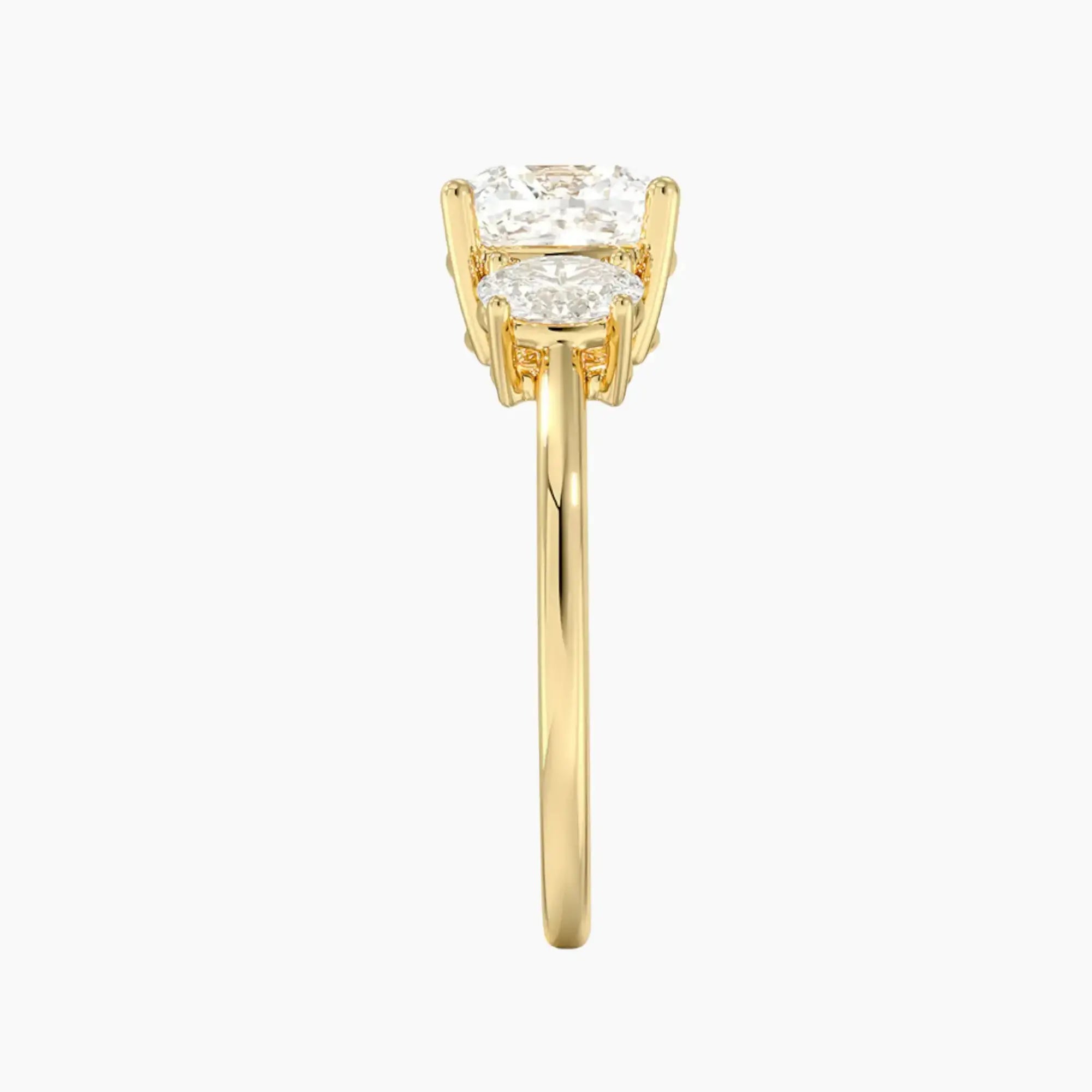 Liora Cushion Three Stone 1.5 Carat Lab Grown Diamond Engagement Ring in 18K White Gold