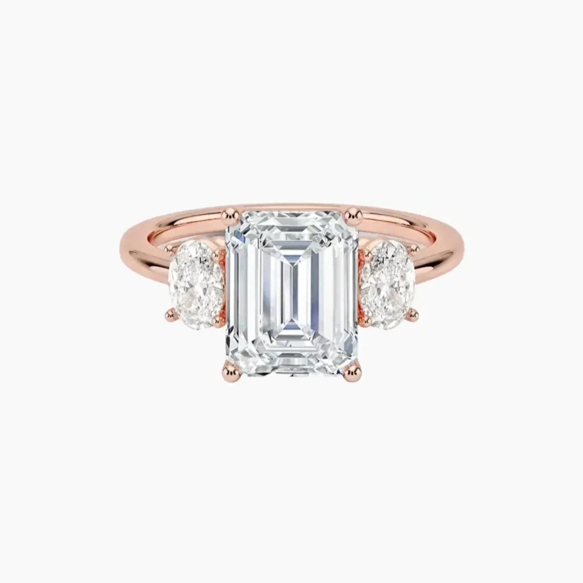 Liora Emerald Three Stone 1 Carat Lab Grown Diamond Engagement Ring in 18K Yellow Gold