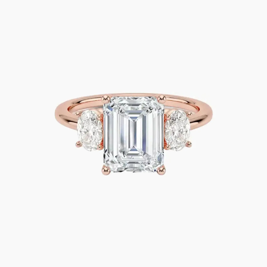 Liora Emerald Three Stone 1.5 Carat Lab Grown Diamond Engagement Ring in 18K Yellow Gold
