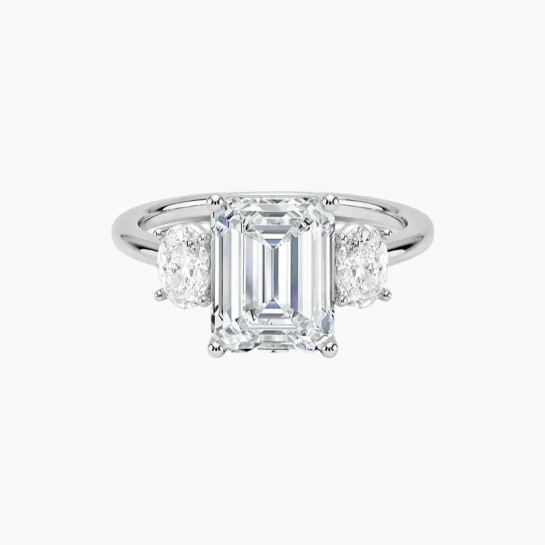 Liora Emerald Three Stone 1 Carat Lab Grown Diamond Engagement Ring in 18K Rose Gold