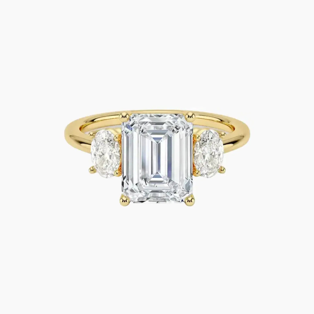 Liora Emerald Three Stone 2 Carat Lab Grown Diamond Engagement Ring in 14K Rose Gold