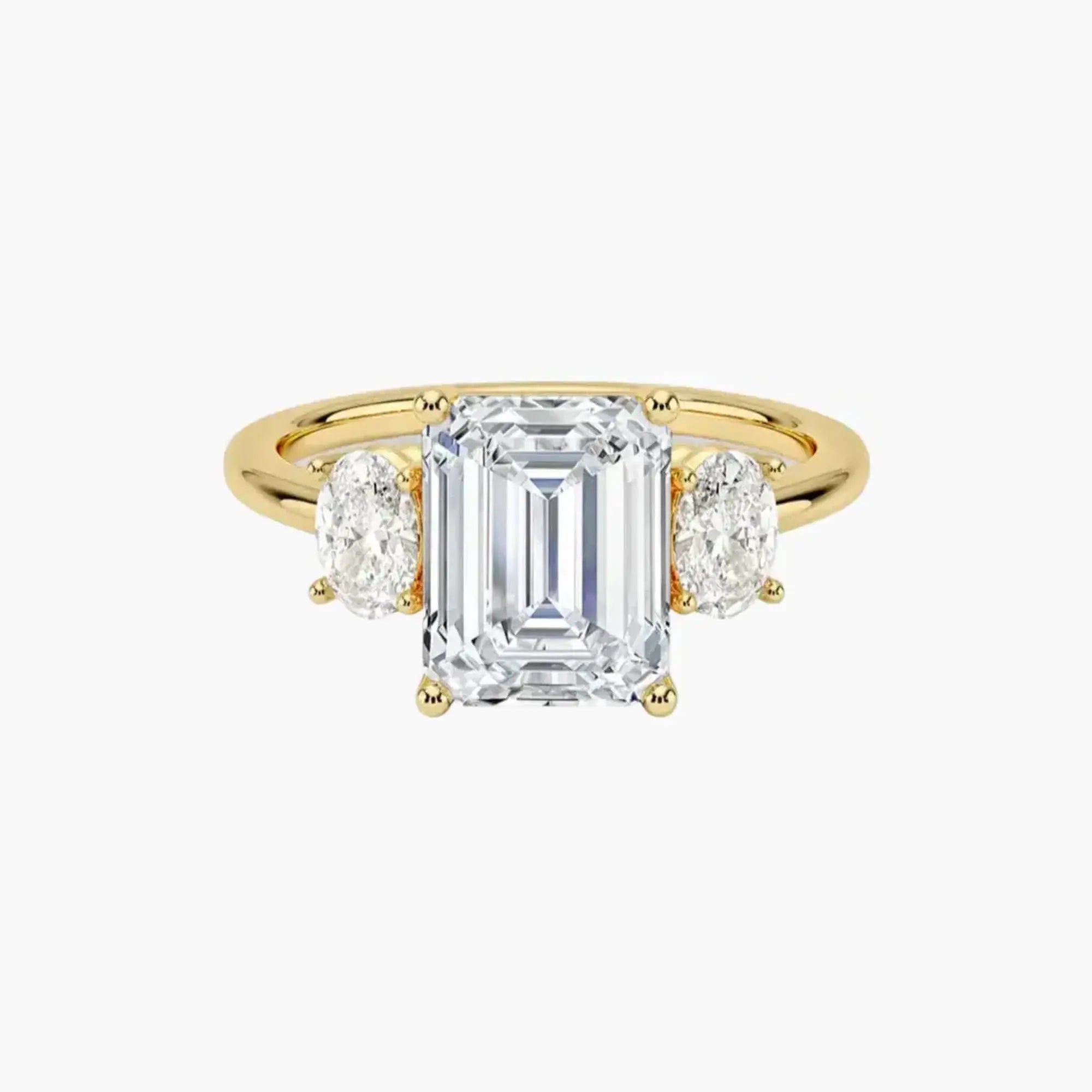 Liora Emerald Three Stone 2.5 Carat Lab Grown Diamond Engagement Ring in 14K Rose Gold
