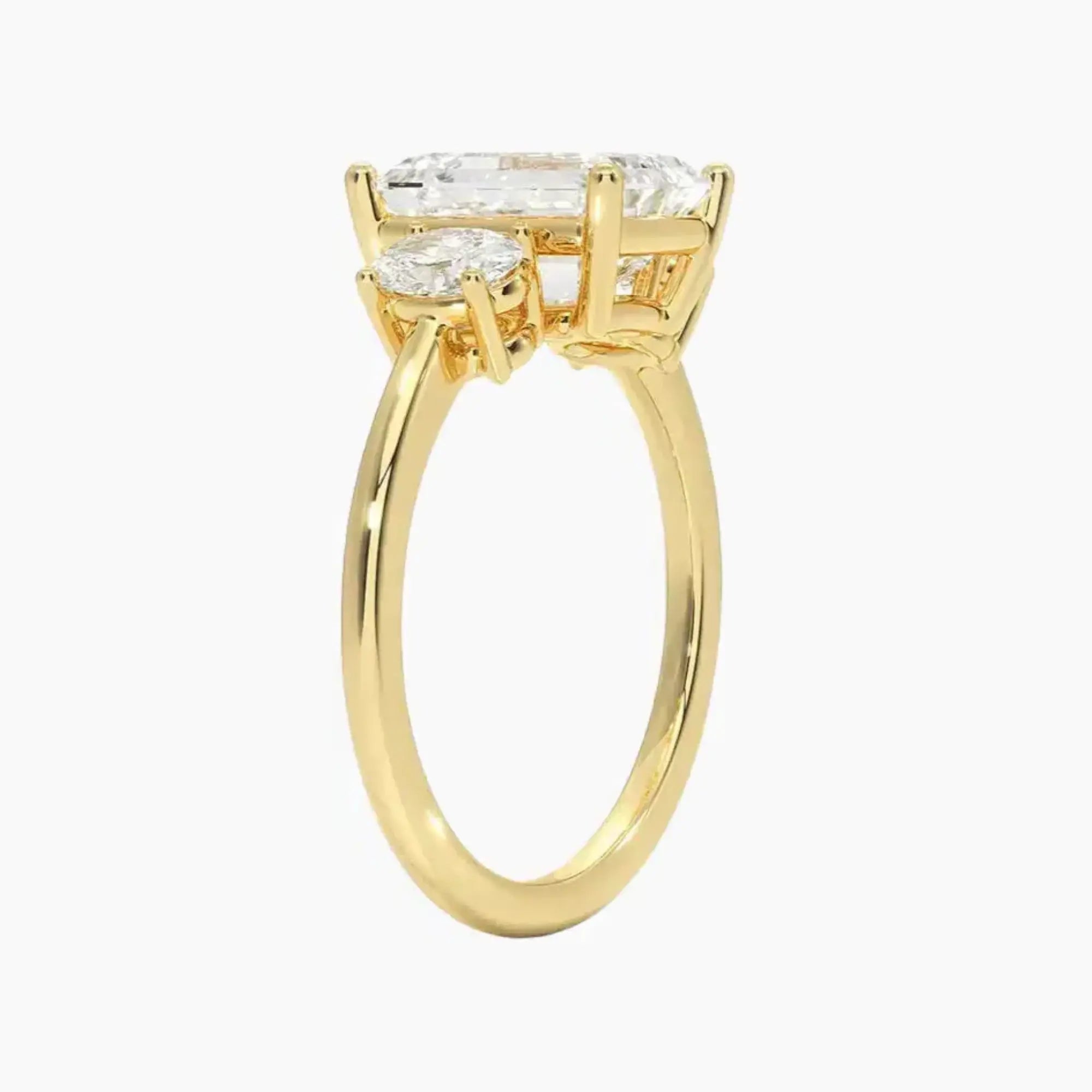 Liora Emerald Three Stone Diamond Ring Setting in 14K Rose Gold