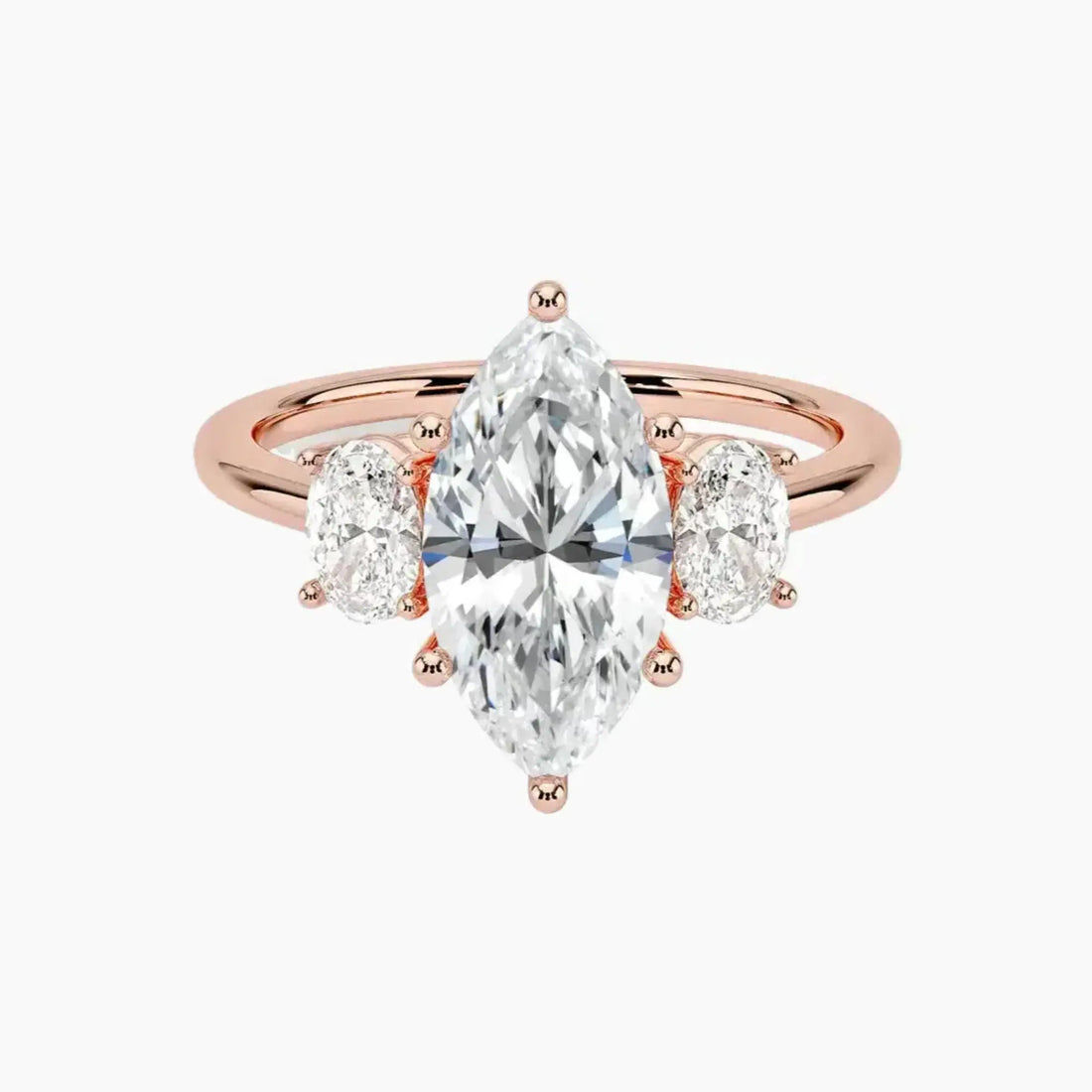 Liora Marquise Three Stone Diamond Ring Setting in 14K White Gold
