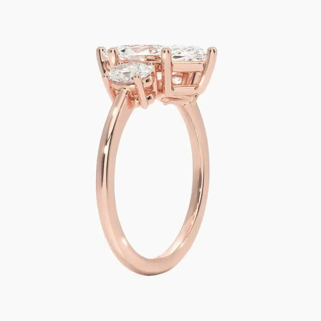 Liora Marquise Three Stone 2.5 Carat Lab Grown Diamond Engagement Ring in 18K Rose Gold