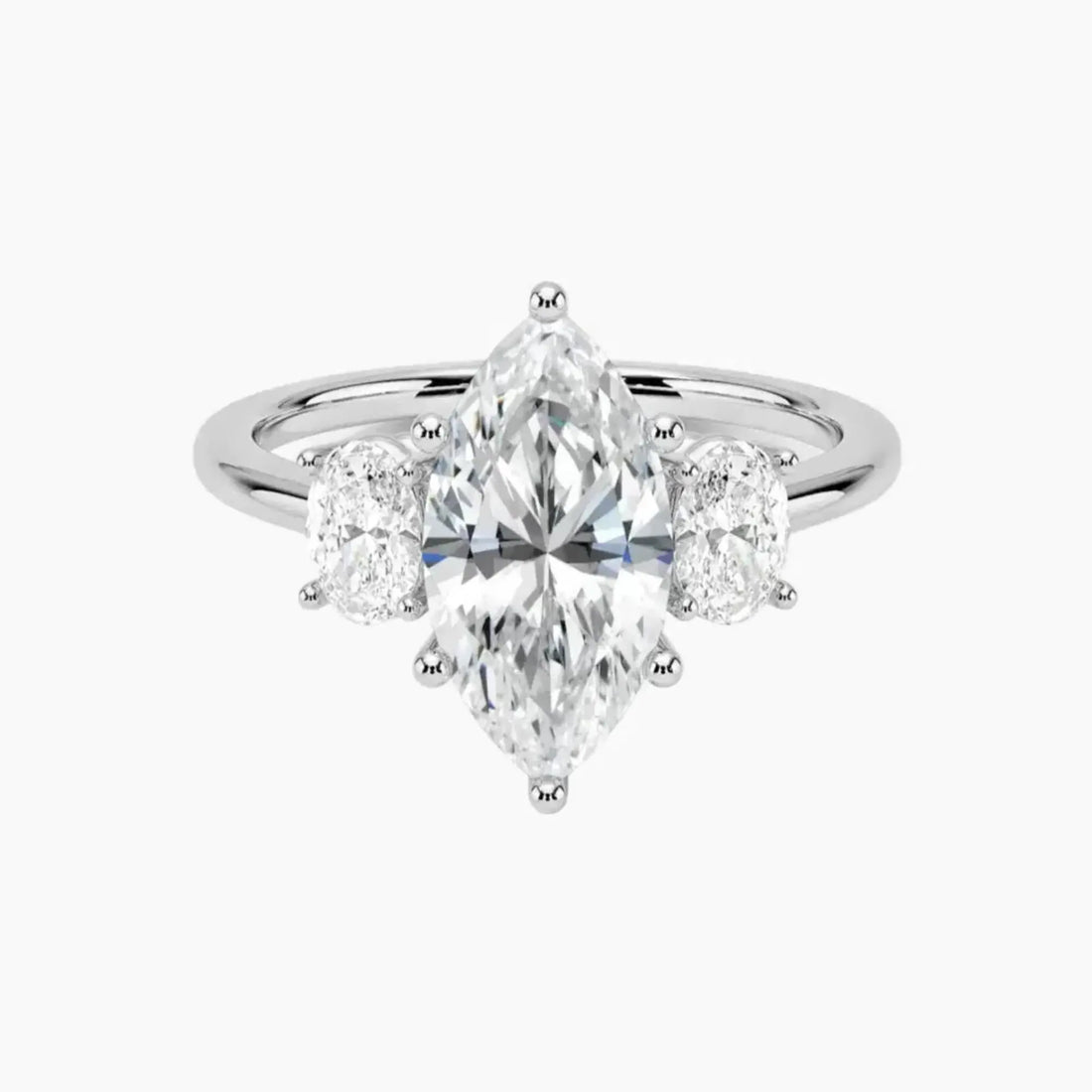 Liora Marquise Three Stone Diamond Ring Setting in 14K White Gold