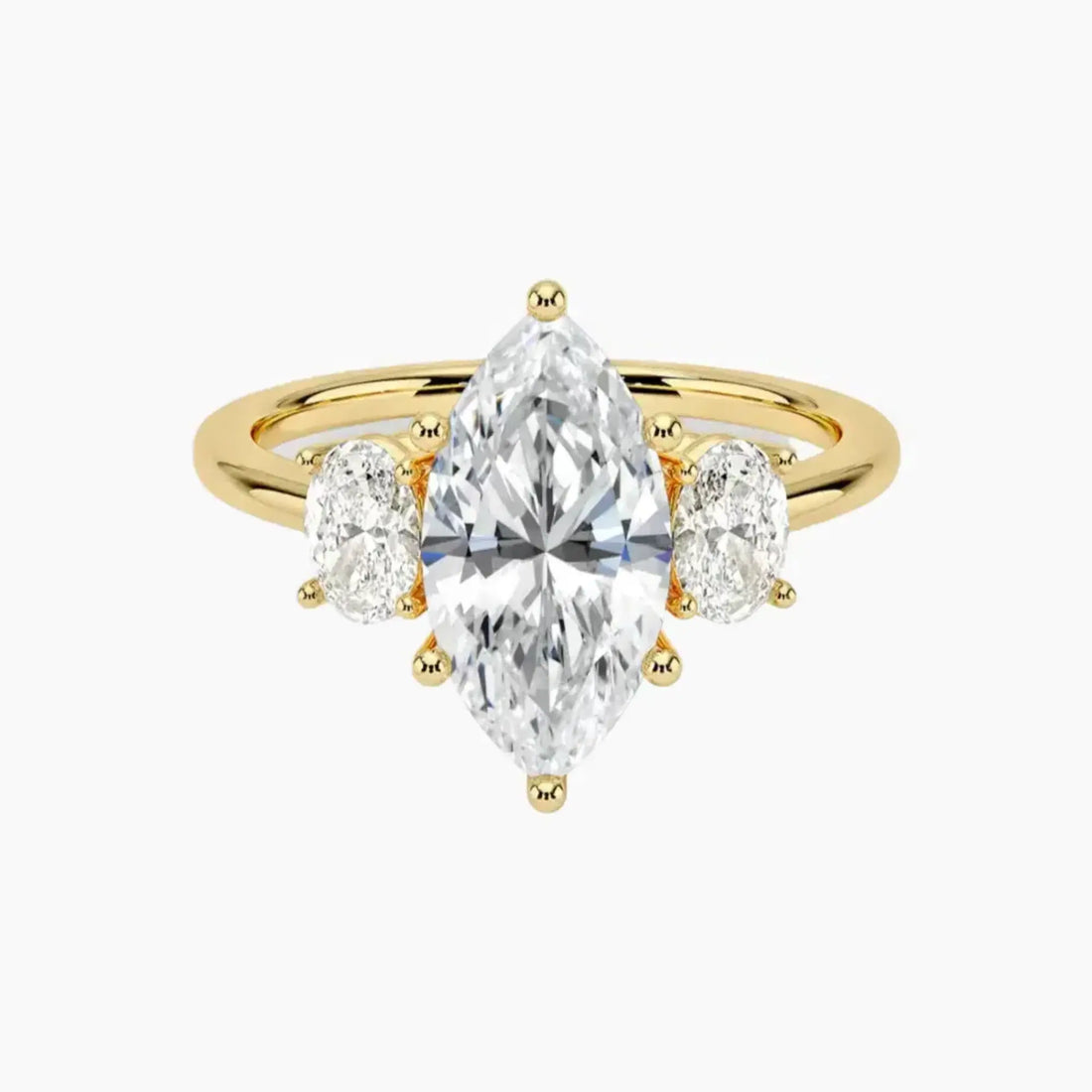 Liora Marquise Three Stone 3 Carat Lab Grown Diamond Engagement Ring in 14K White Gold