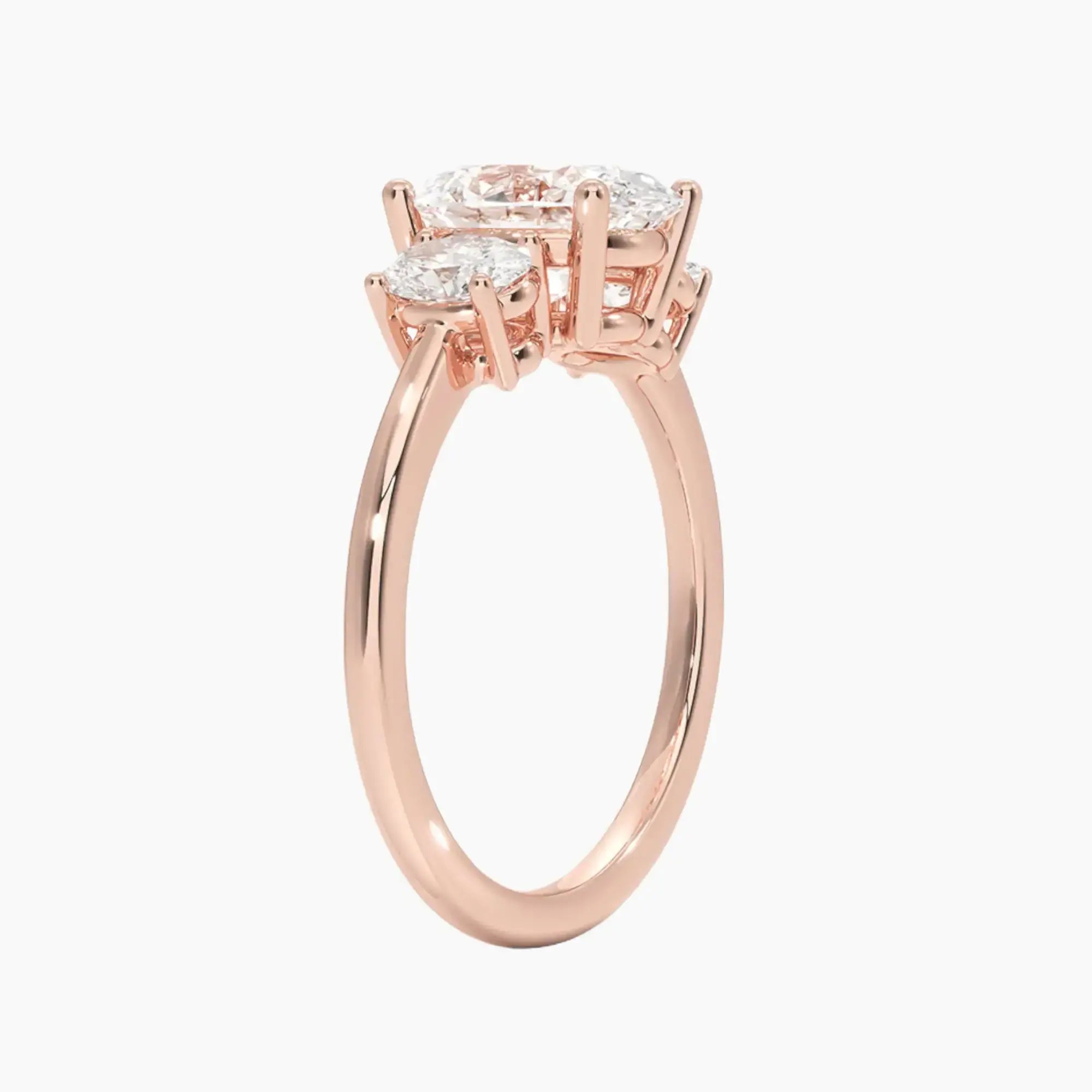Liora Oval Three Stone 1 Carat Lab Grown Diamond Engagement Ring in 14K Rose Gold