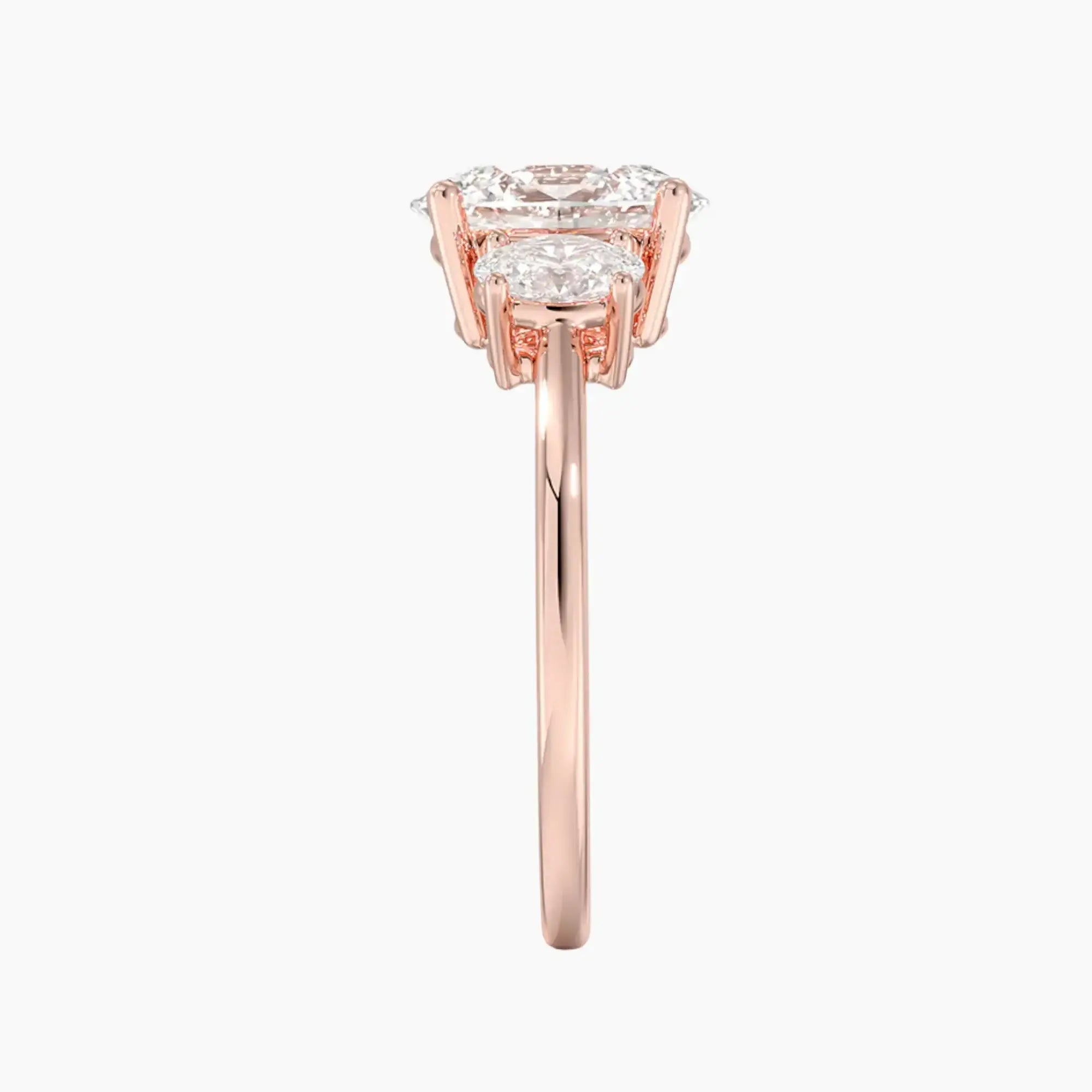 Liora Oval Three Stone 1 Carat Lab Grown Diamond Engagement Ring in 18K Yellow Gold