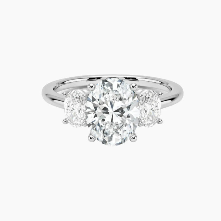 Liora Oval Three Stone 1 Carat Lab Grown Diamond Engagement Ring in 14K White Gold
