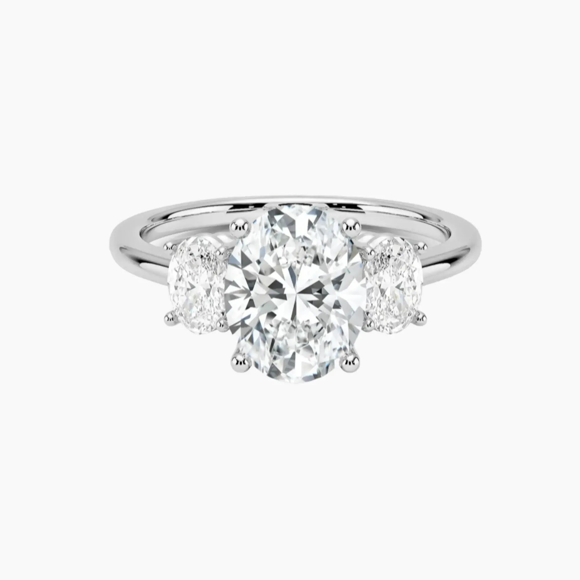 Liora Oval Three Stone 1 Carat Lab Grown Diamond Engagement Ring in 18K Yellow Gold