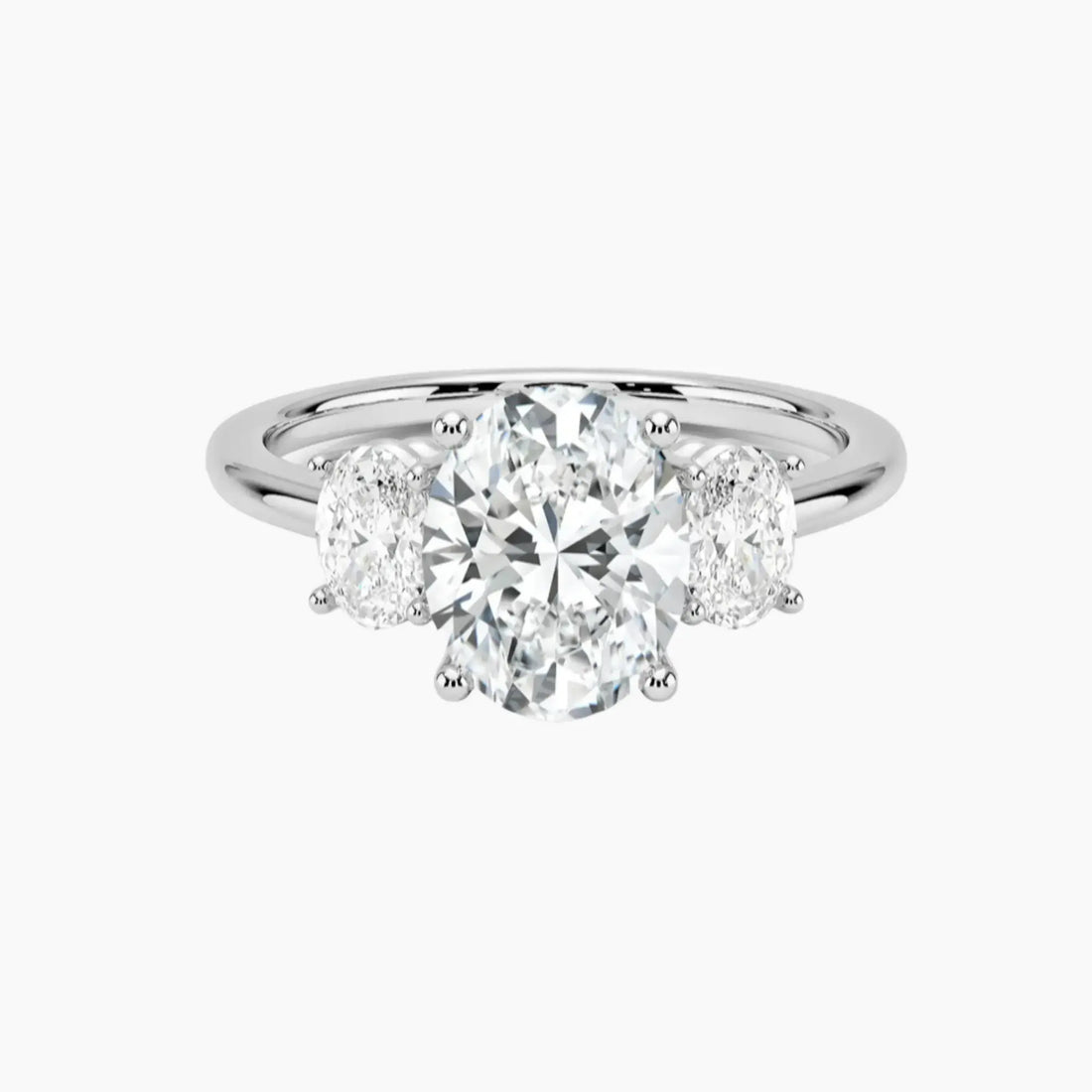 Liora Oval Three Stone 2.5 Carat Lab Grown Diamond Engagement Ring in 18K White Gold