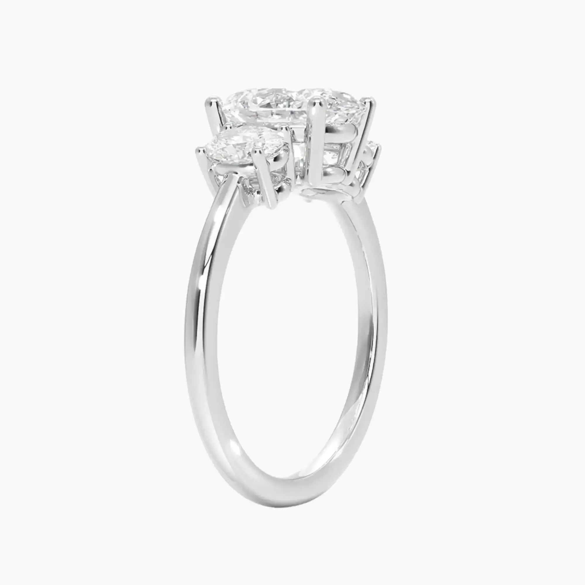 Liora Oval Three Stone Diamond Ring Setting in 18K White Gold