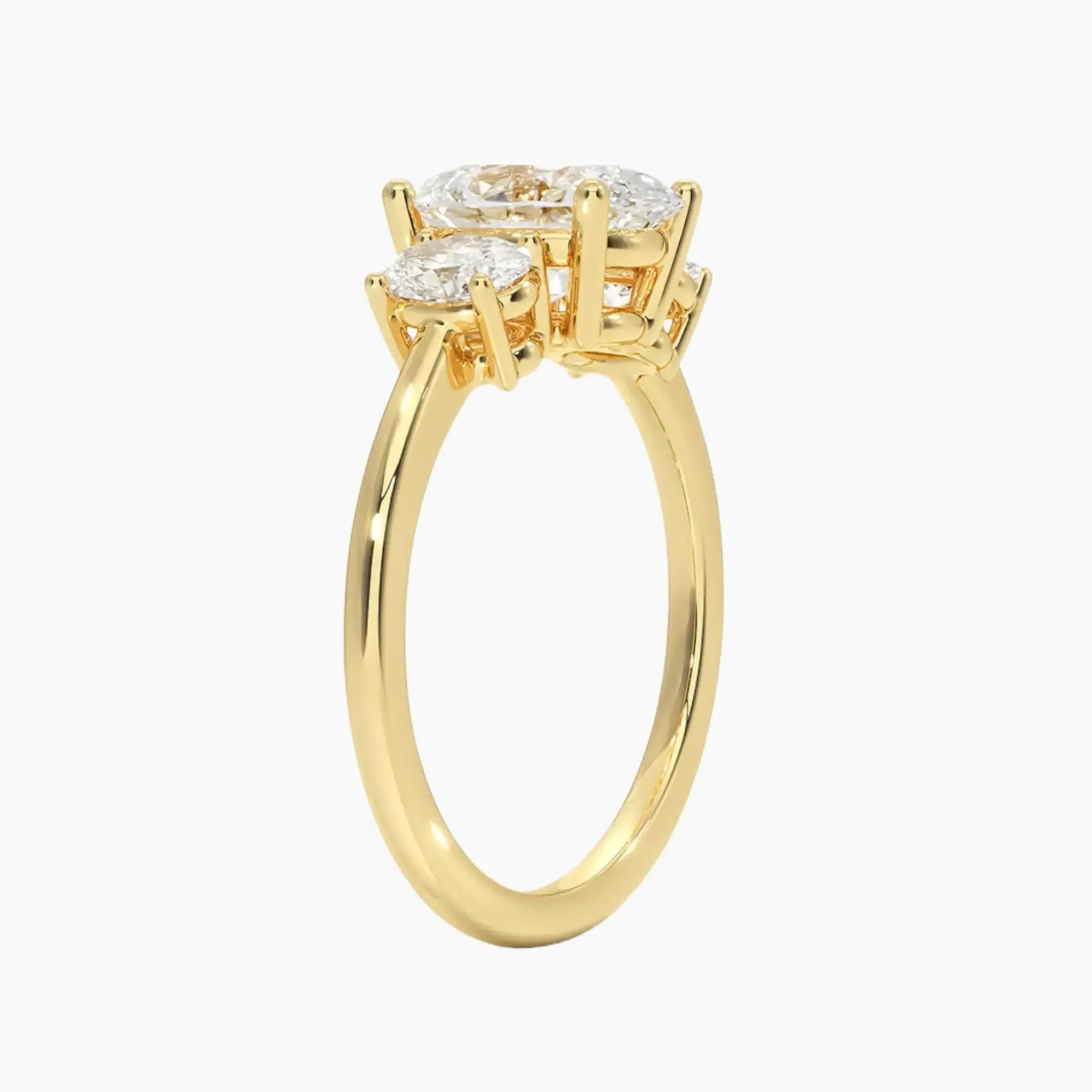Liora Oval Three Stone 1 Carat Lab Grown Diamond Engagement Ring in 18K Rose Gold