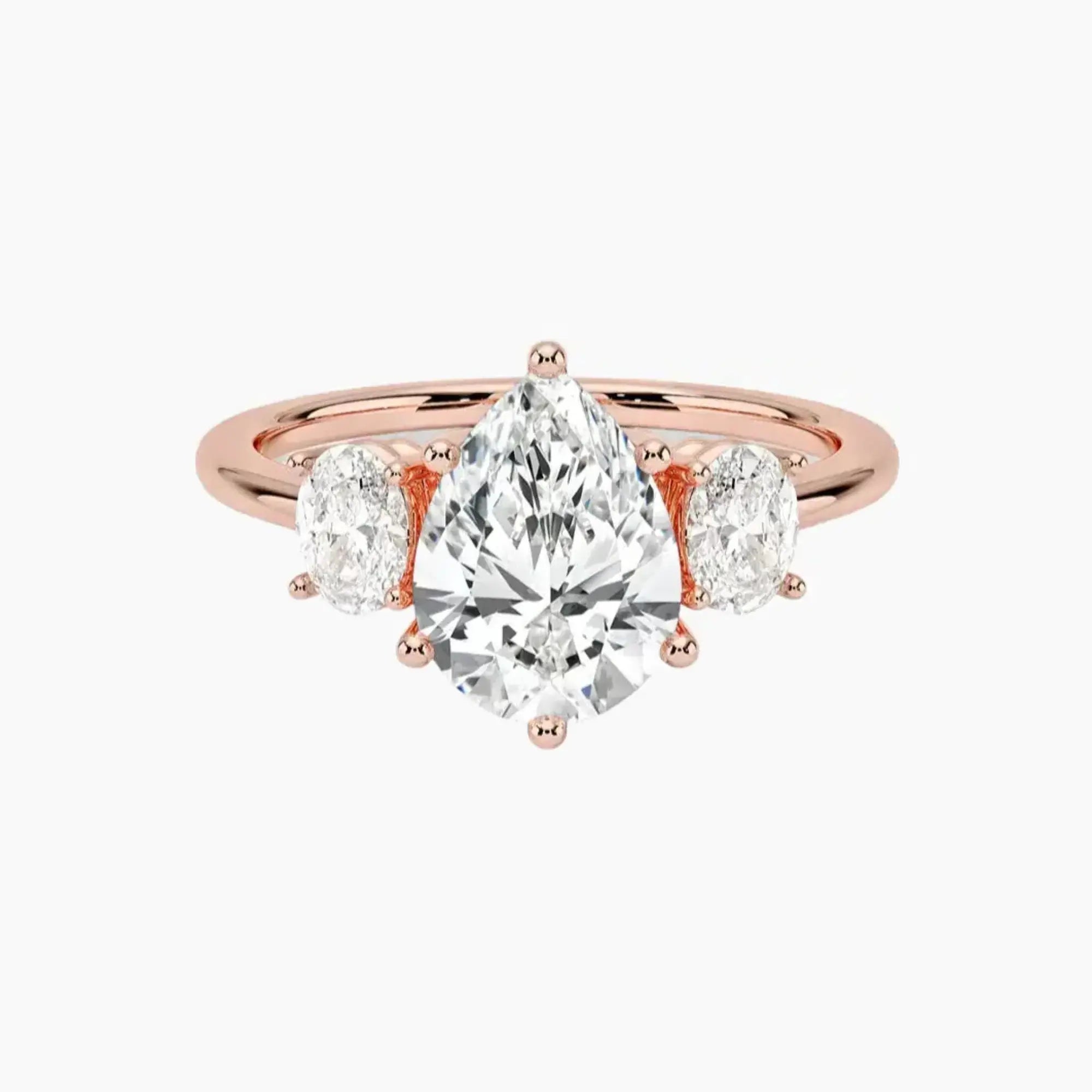 Liora Pear Three Stone 3 Carat Lab Grown Diamond Engagement Ring in 14K White Gold