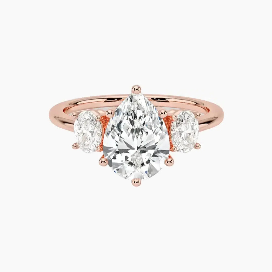 Liora Pear Three Stone 1 Carat Lab Grown Diamond Engagement Ring in 14K Rose Gold