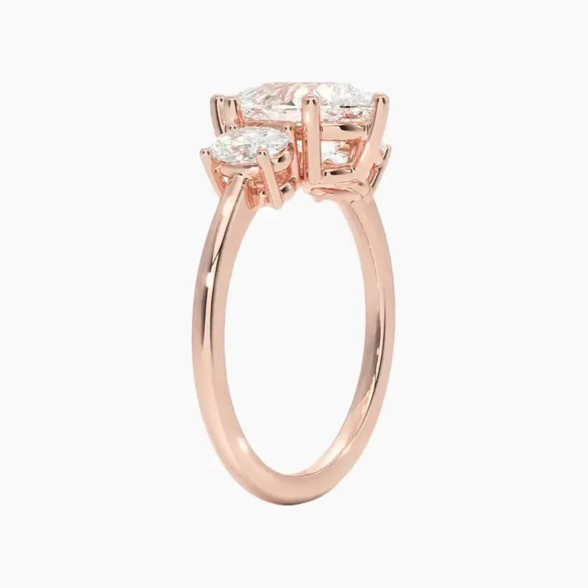 Liora Pear Three Stone 1 Carat Lab Grown Diamond Engagement Ring in 18K White Gold
