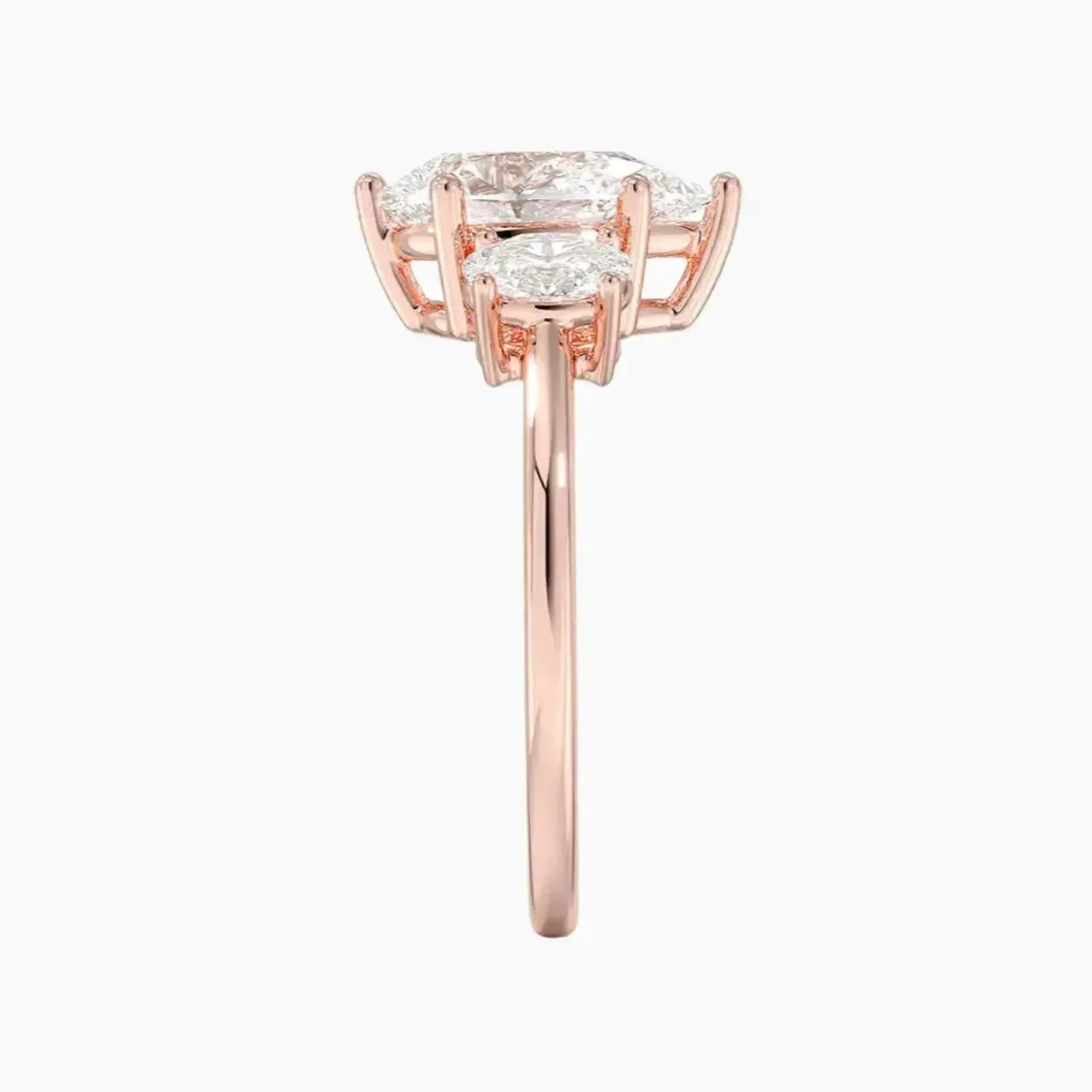 Liora Pear Three Stone 1.5 Carat Lab Grown Diamond Engagement Ring in 18K Rose Gold