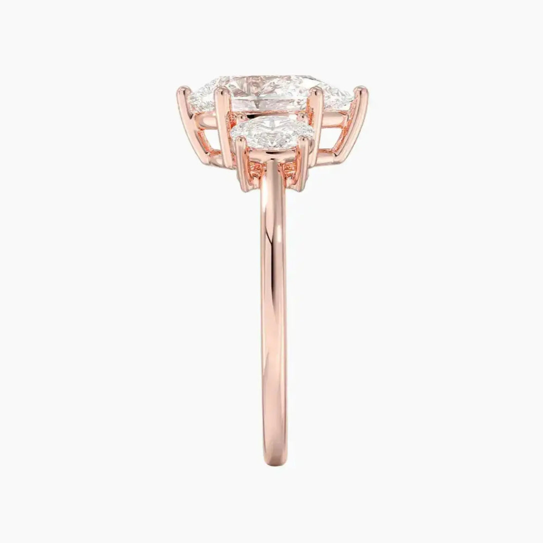 Liora Pear Three Stone 1 Carat Lab Grown Diamond Engagement Ring in 18K Rose Gold