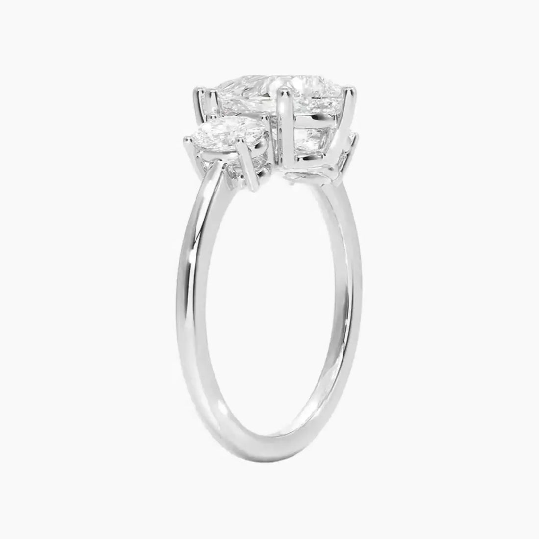 Liora Pear Three Stone 3 Carat Lab Grown Diamond Engagement Ring in 18K White Gold
