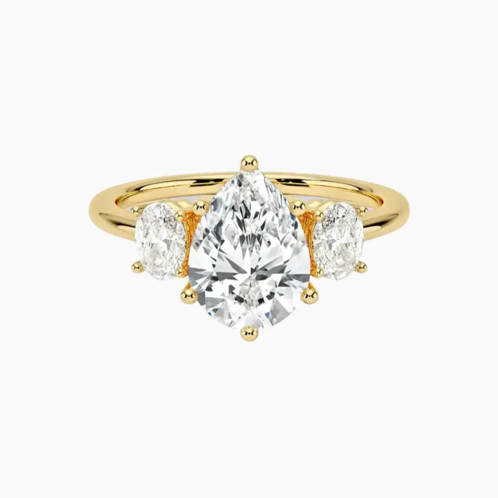 Liora Pear Three Stone 2 Carat Lab Grown Diamond Engagement Ring in 14K Yellow Gold