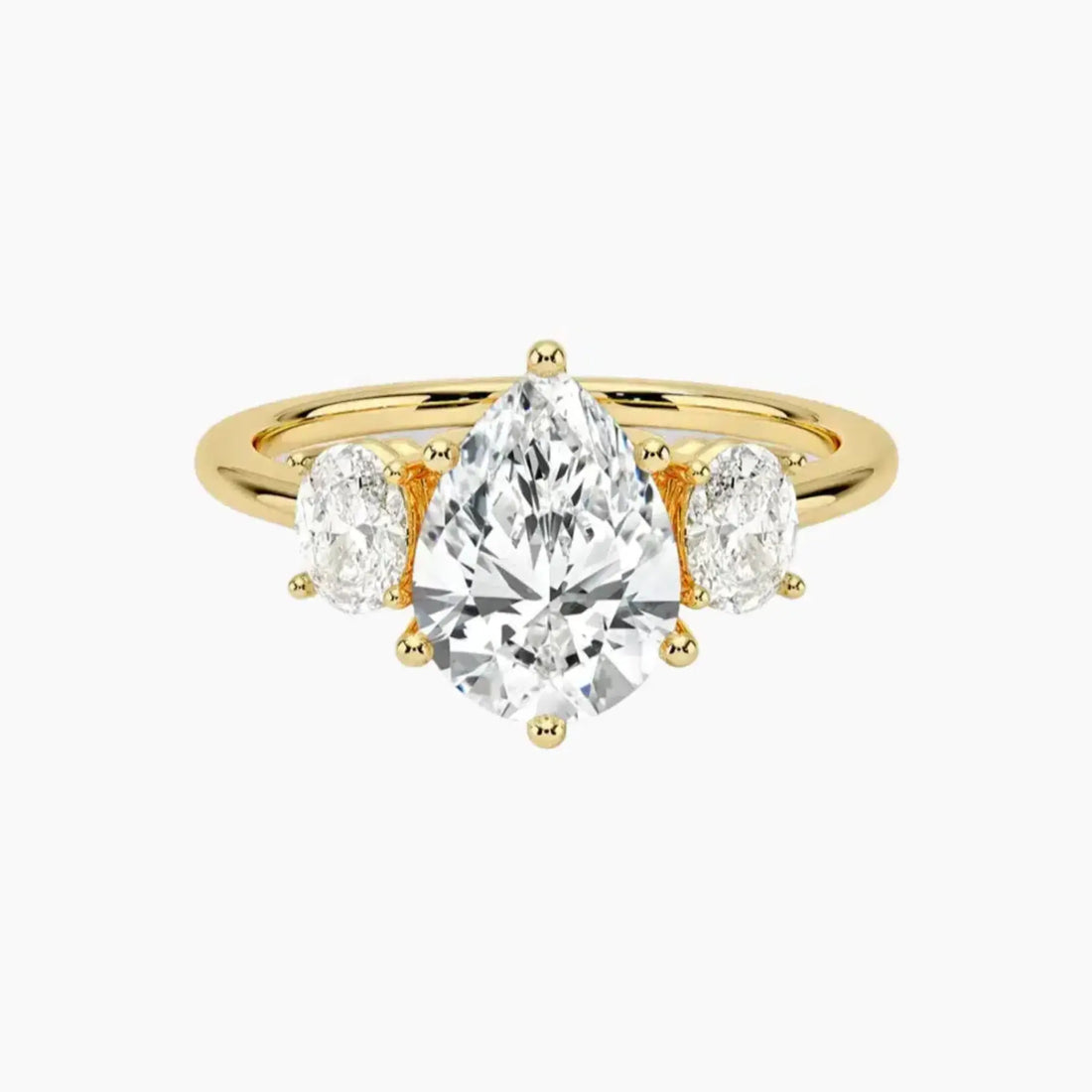 Liora Pear Three Stone 3 Carat Lab Grown Diamond Engagement Ring in 14K Rose Gold