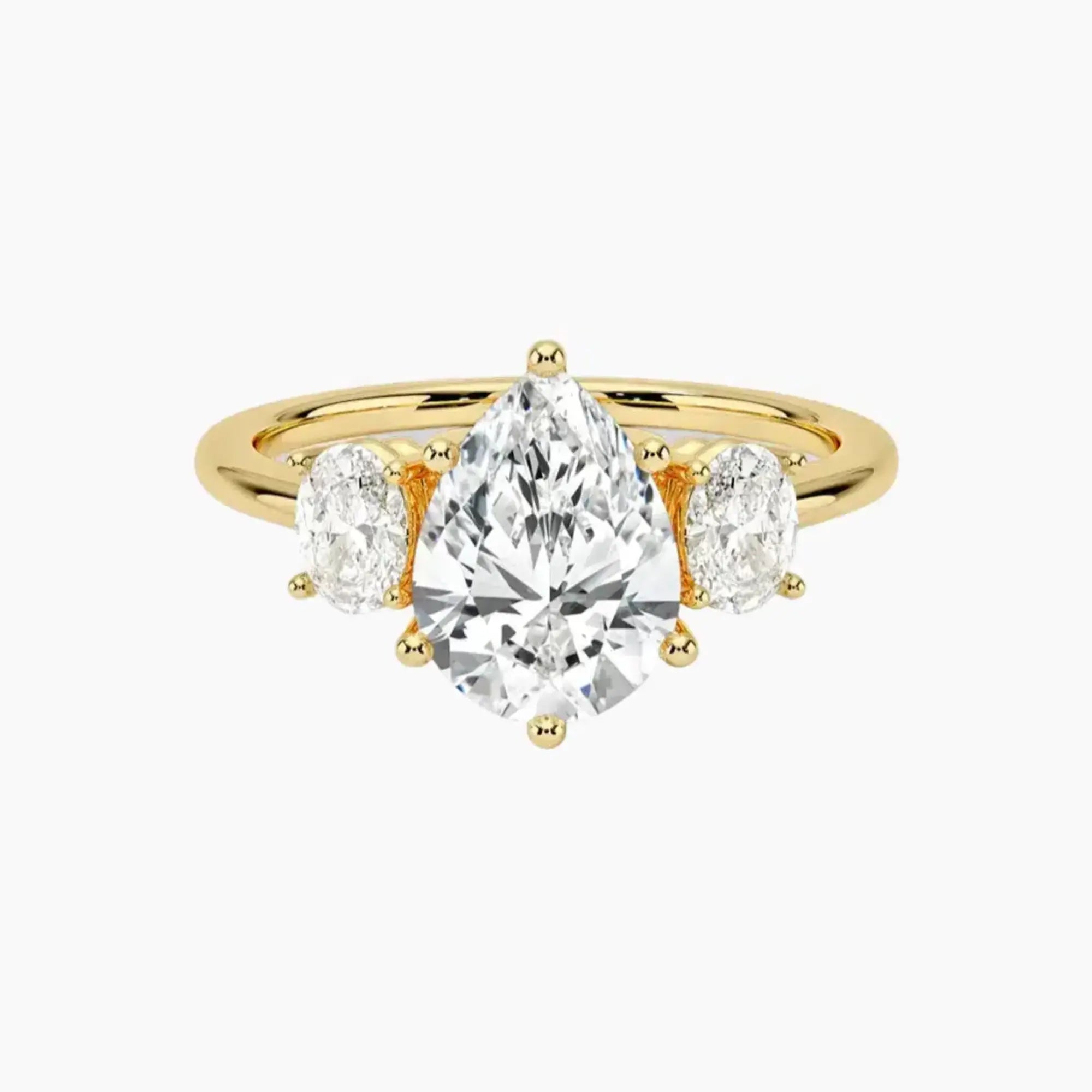 Liora Pear Three Stone 2 Carat Lab Grown Diamond Engagement Ring in 18K White Gold