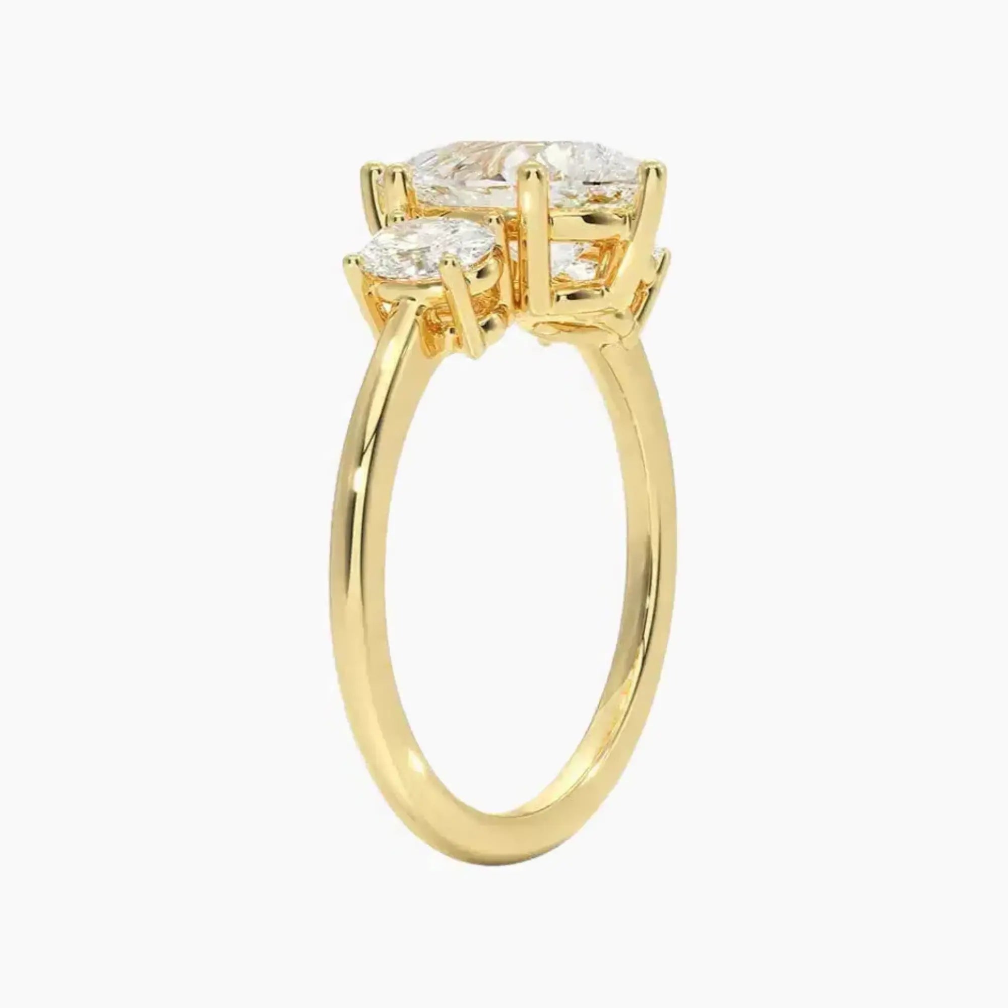 Liora Pear Three Stone 1 Carat Lab Grown Diamond Engagement Ring in 14K Rose Gold
