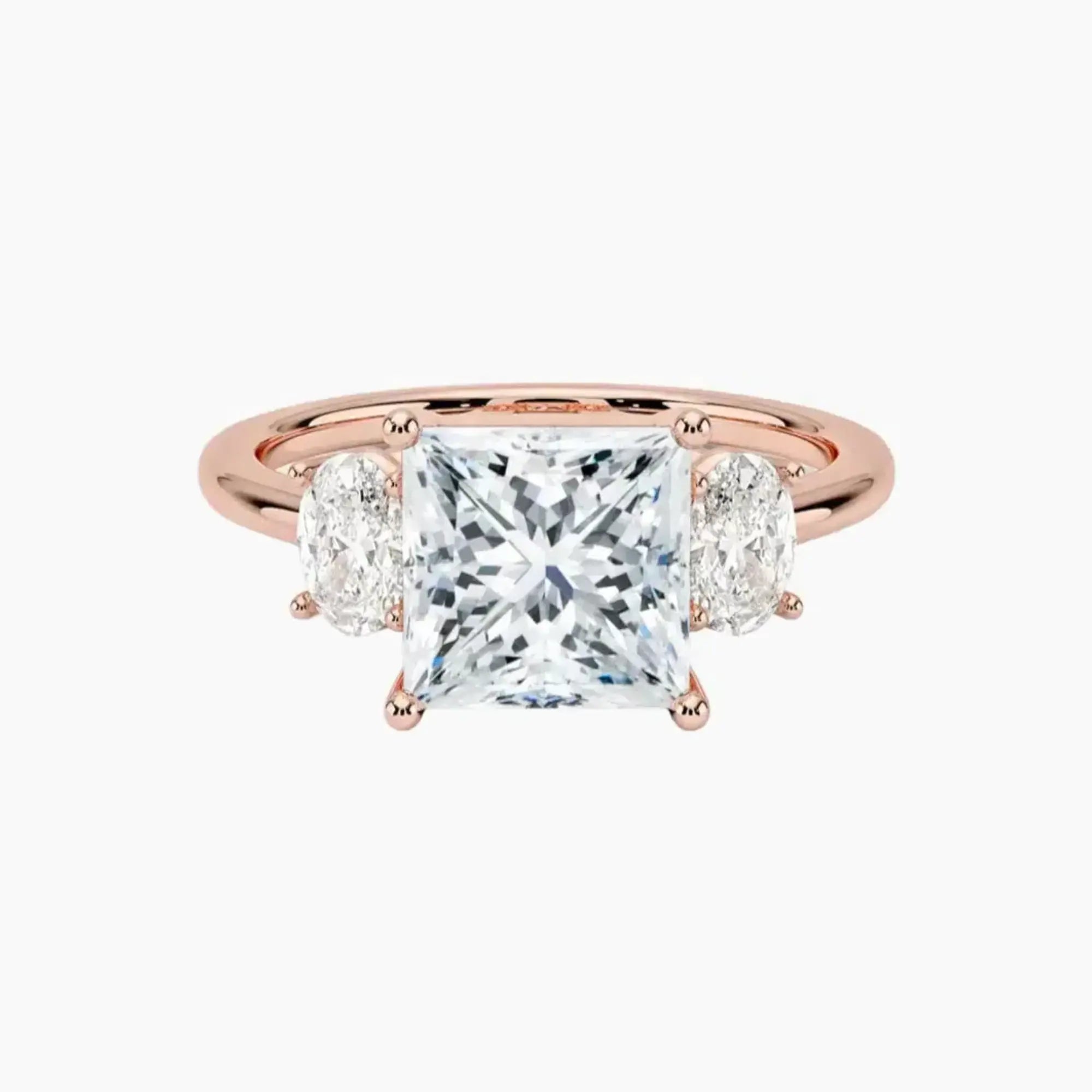 Liora Princess Three Stone Diamond Ring Setting in 14K Rose Gold