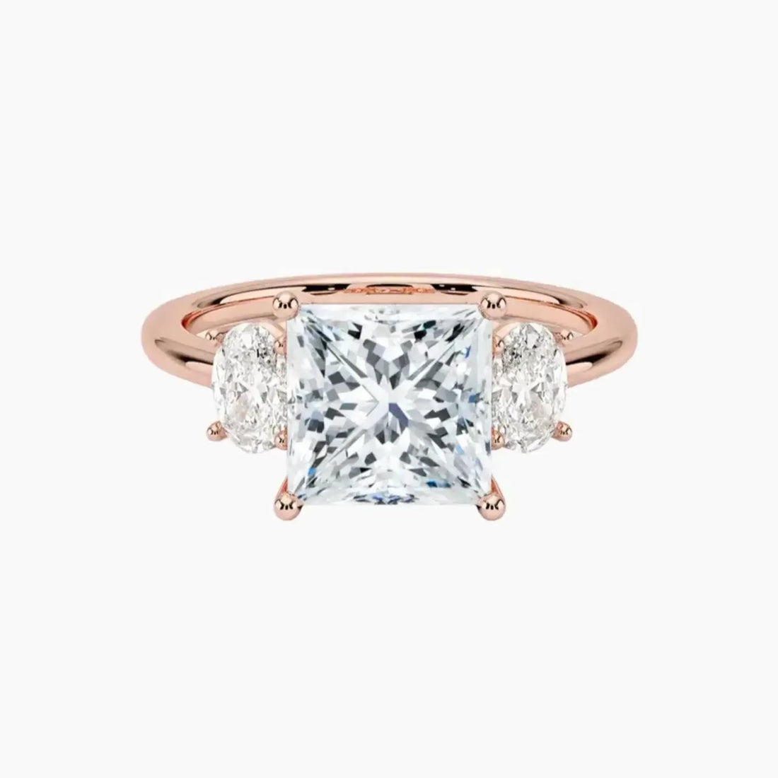 Liora Princess Three Stone 1 Carat Lab Grown Diamond Engagement Ring in 18K Rose Gold