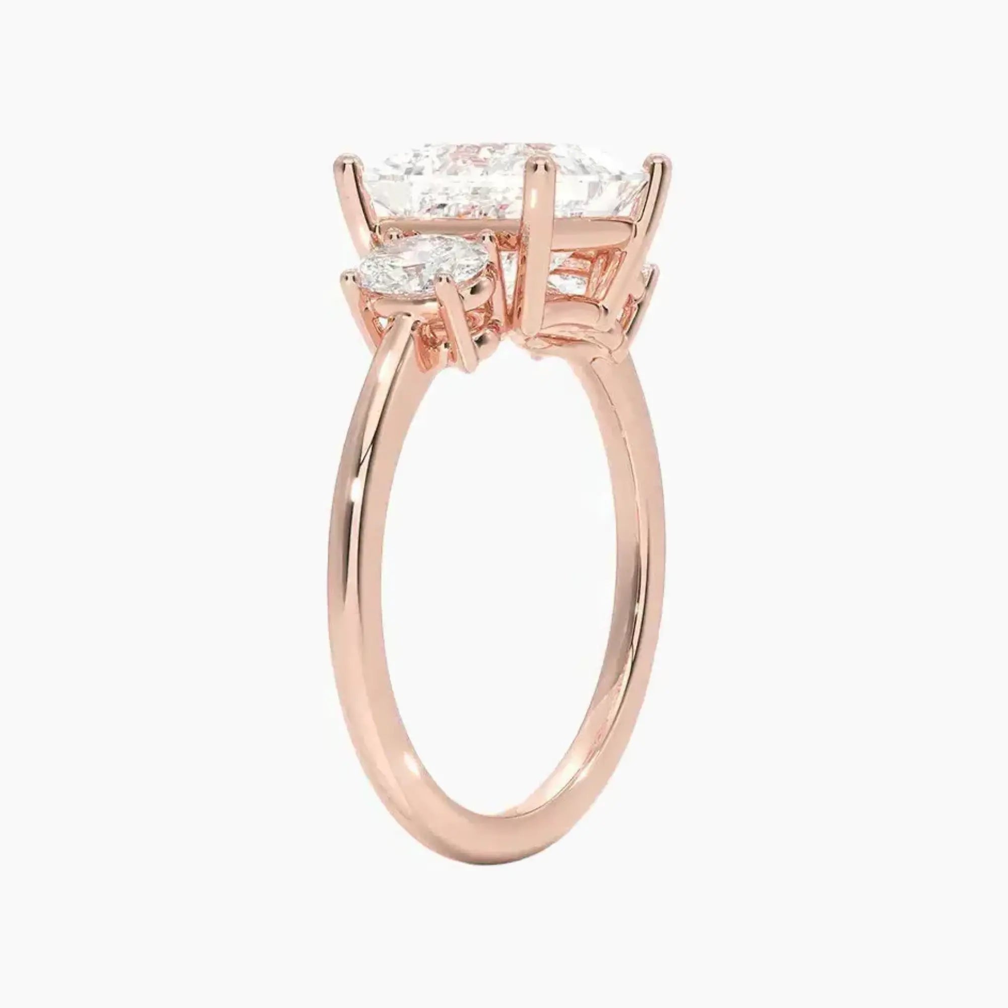 Liora Princess Three Stone 1 Carat Lab Grown Diamond Engagement Ring in 14K Rose Gold