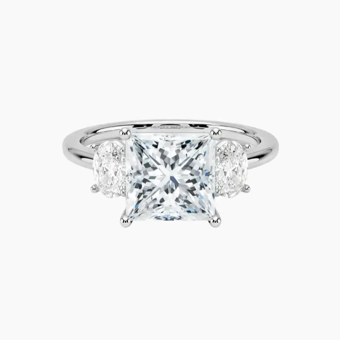 Liora Princess Three Stone 2 Carat Lab Grown Diamond Engagement Ring in 18K White Gold