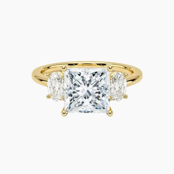 Liora Princess Three Stone 2 Carat Lab Grown Diamond Engagement Ring in 14K Yellow Gold