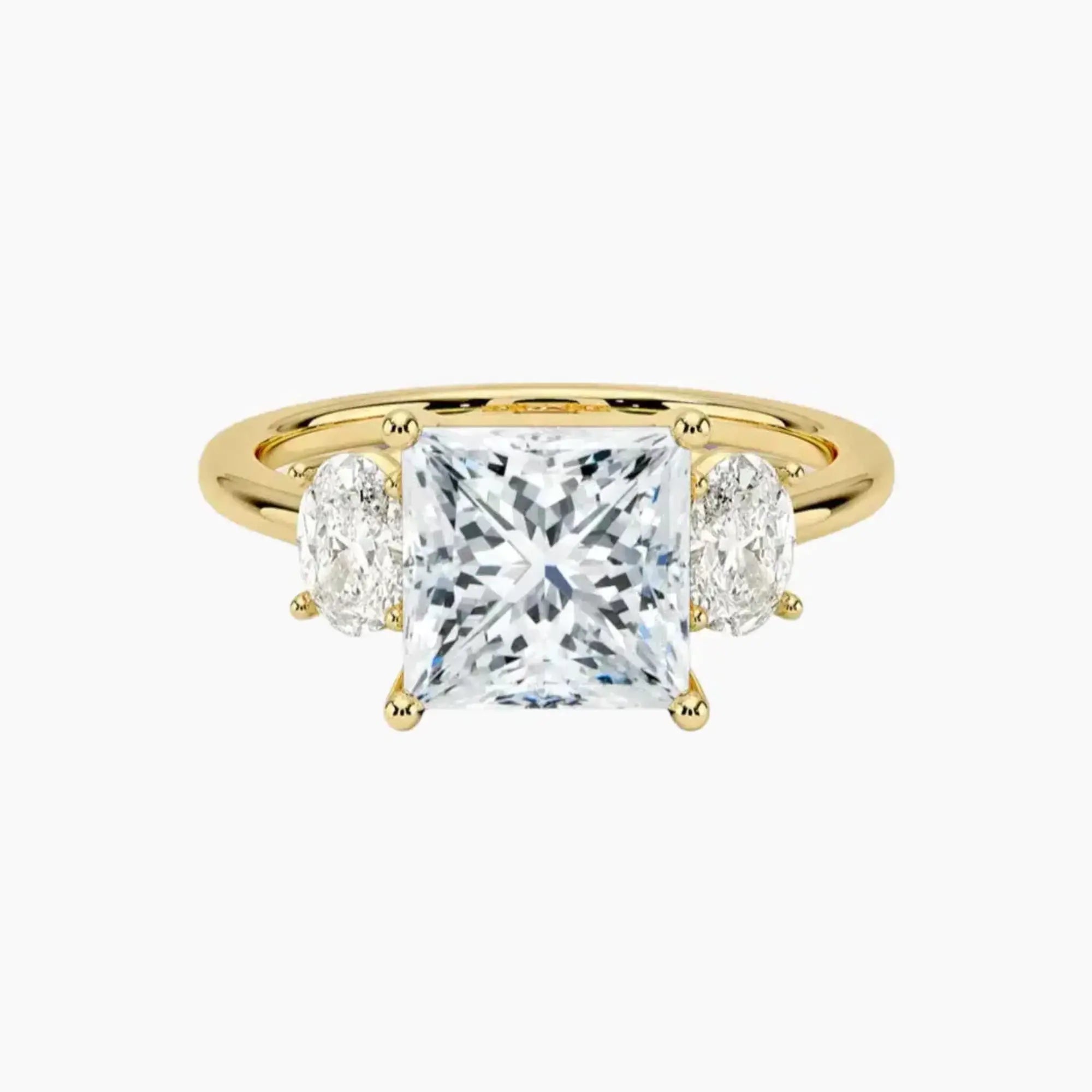 Liora Princess Three Stone Diamond Ring Setting in 18K Yellow Gold