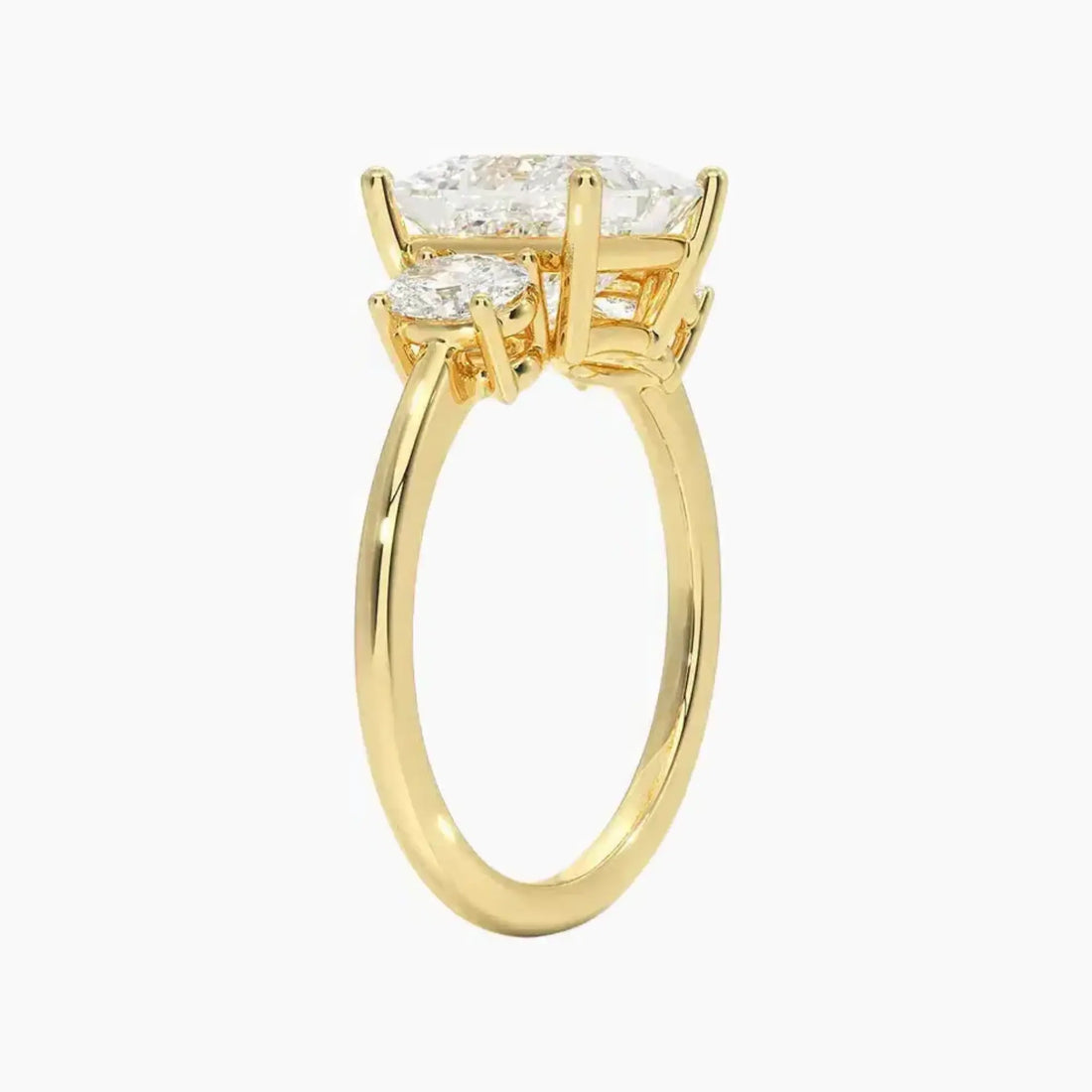 Liora Princess Three Stone 3 Carat Lab Grown Diamond Engagement Ring in 18K White Gold