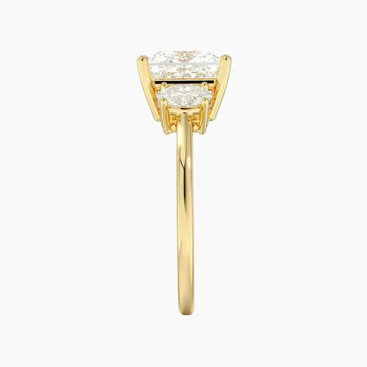 Liora Princess Three Stone 3 Carat Lab Grown Diamond Engagement Ring in 14K Rose Gold