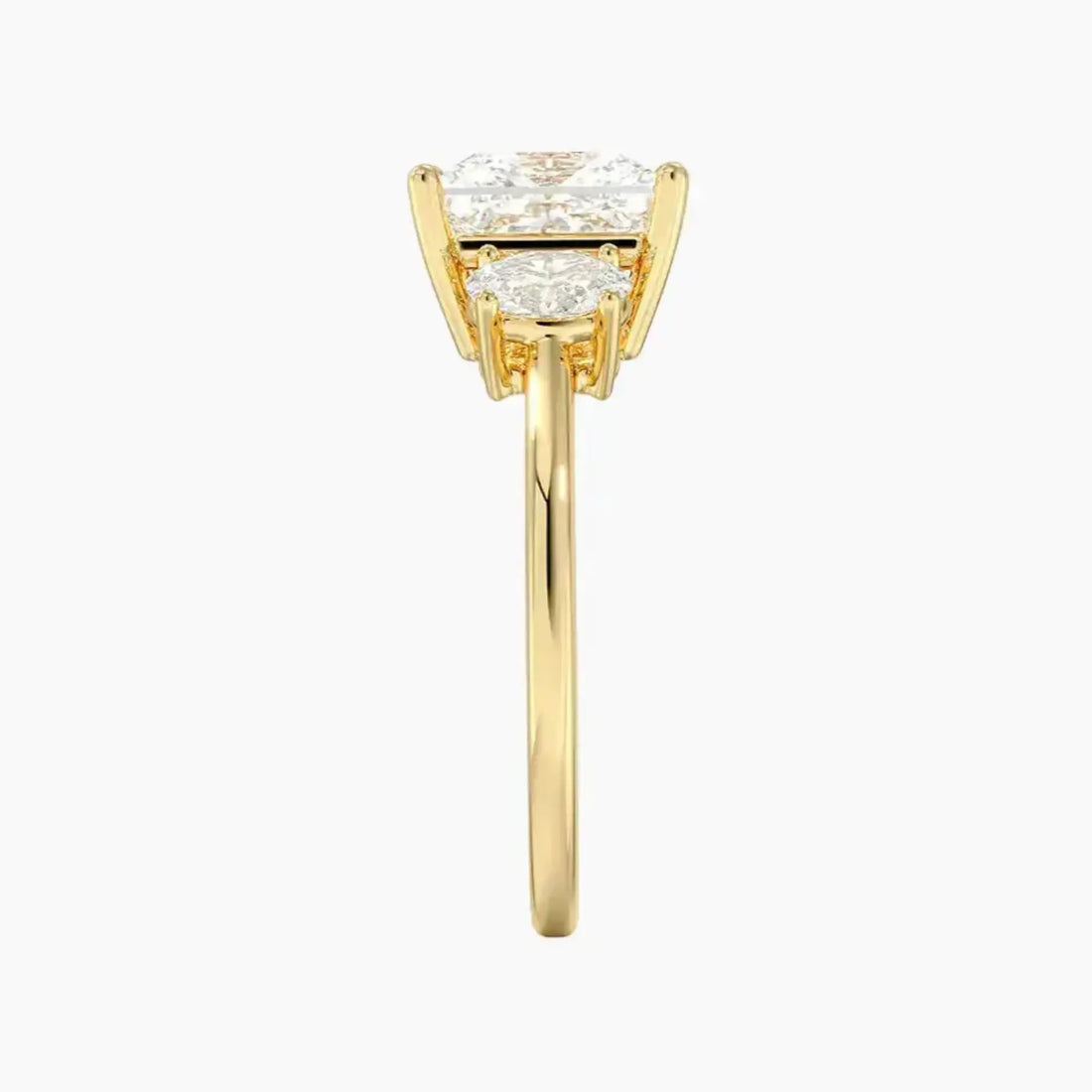 Liora Princess Three Stone 2.5 Carat Lab Grown Diamond Engagement Ring in 14K Rose Gold