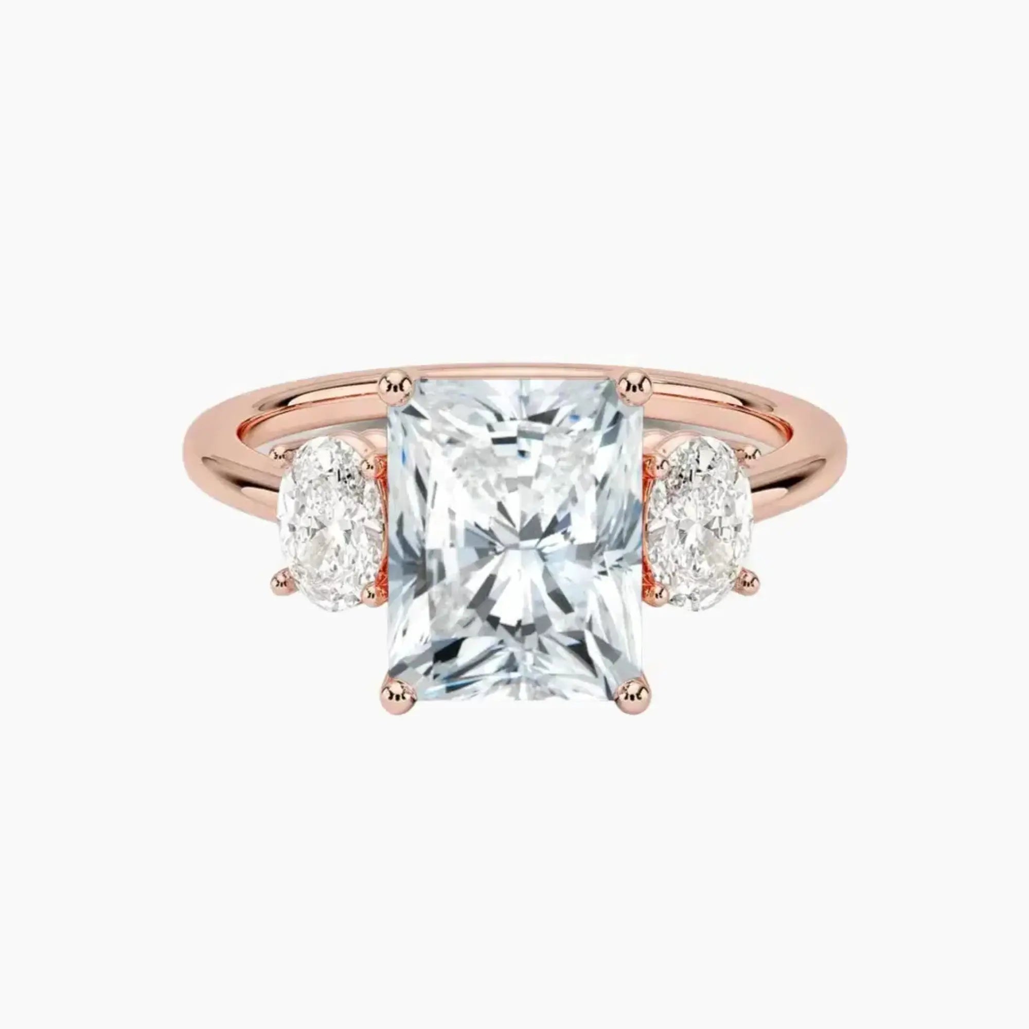 Liora Radiant Three Stone Diamond Ring Setting in 18K White Gold
